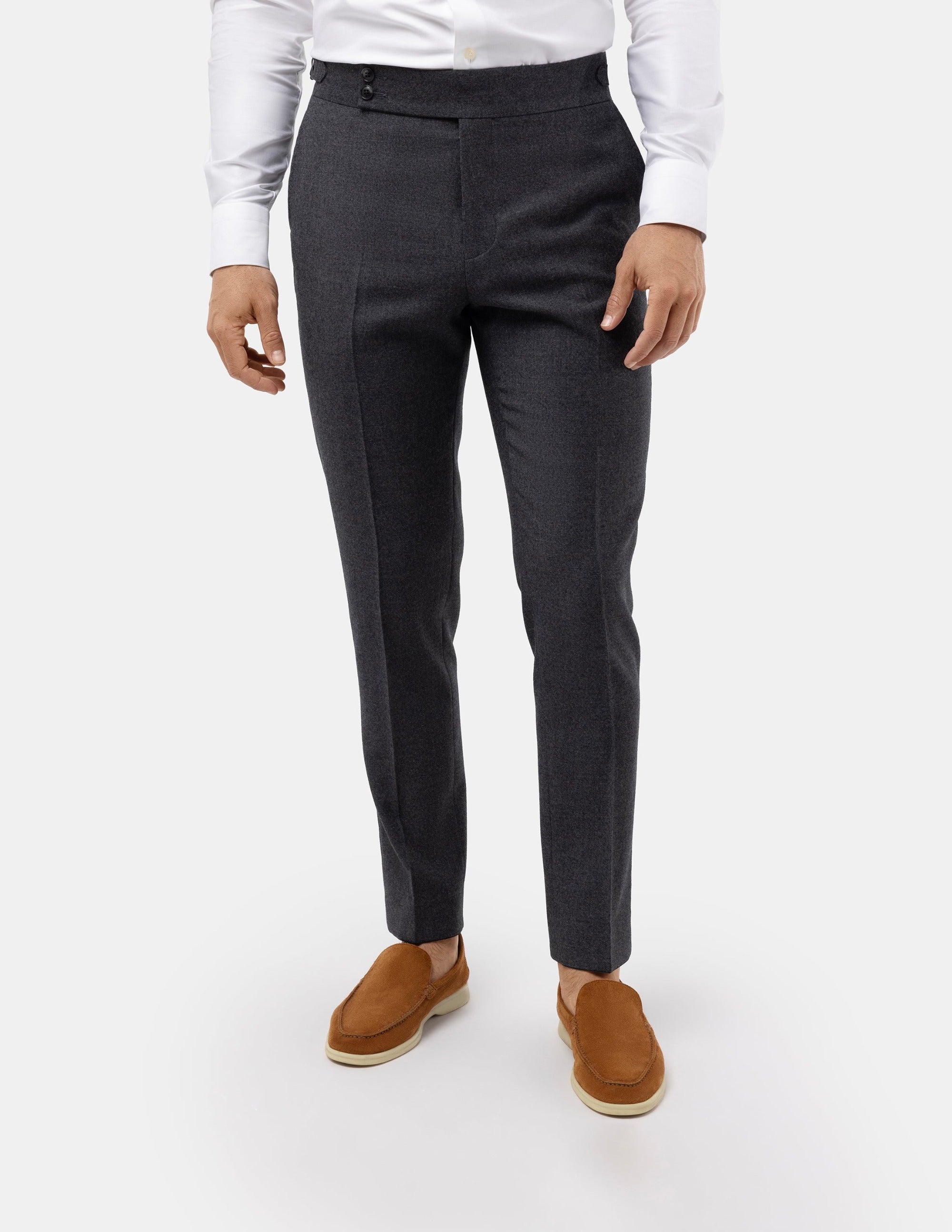 Grey Wool Trousers Double Button - Samir Bachkami