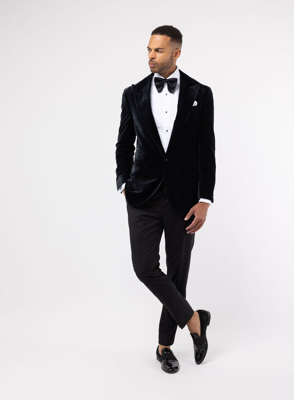 Light Black Velvet Single Breasted Jacket - Samir Bachkami