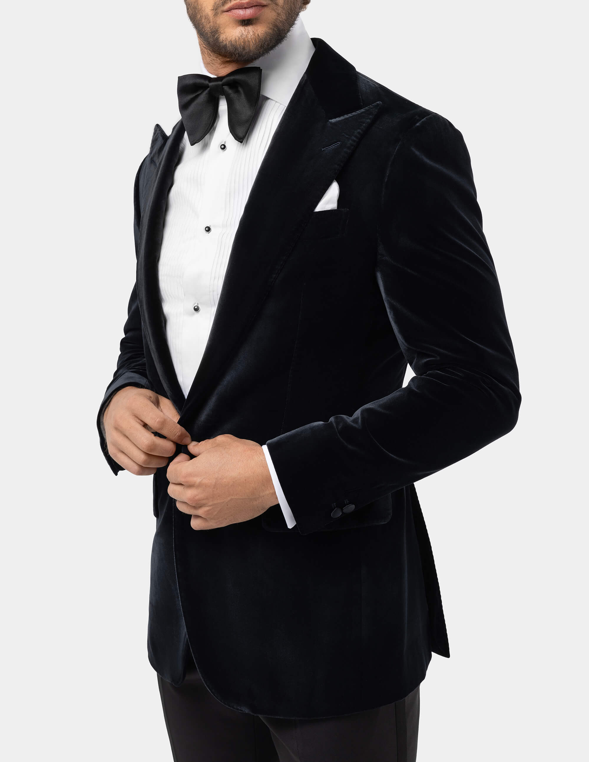 Light Black Velvet Single Breasted Jacket - Samir Bachkami