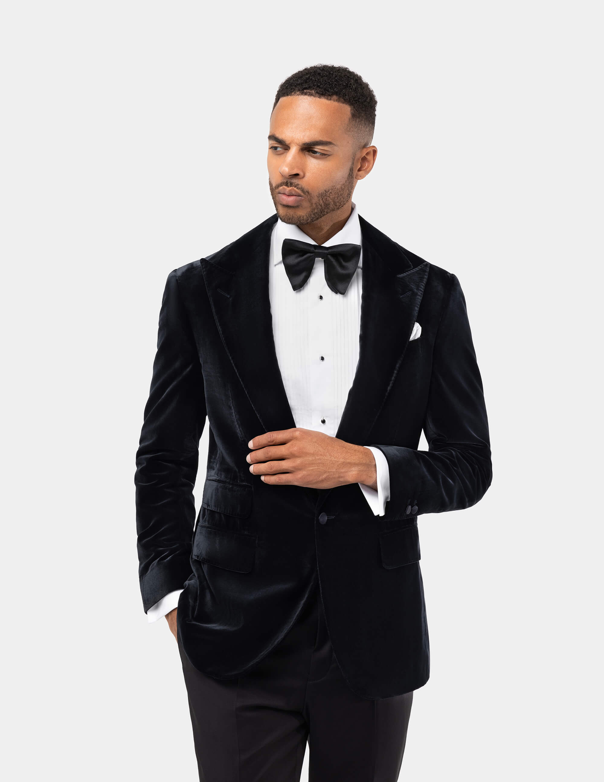 Light Black Velvet Single Breasted Jacket - Samir Bachkami
