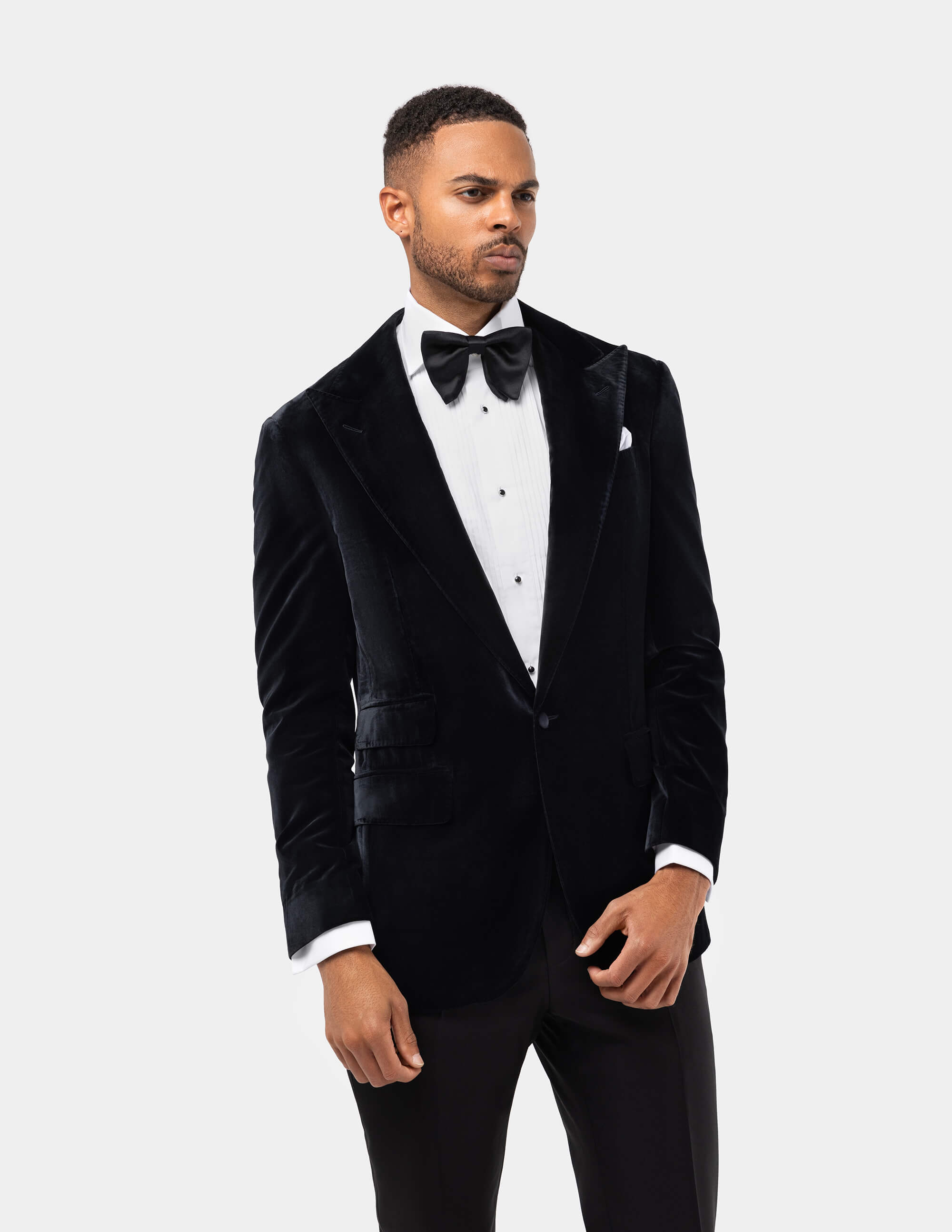 Light Black Velvet Single Breasted Jacket - Samir Bachkami