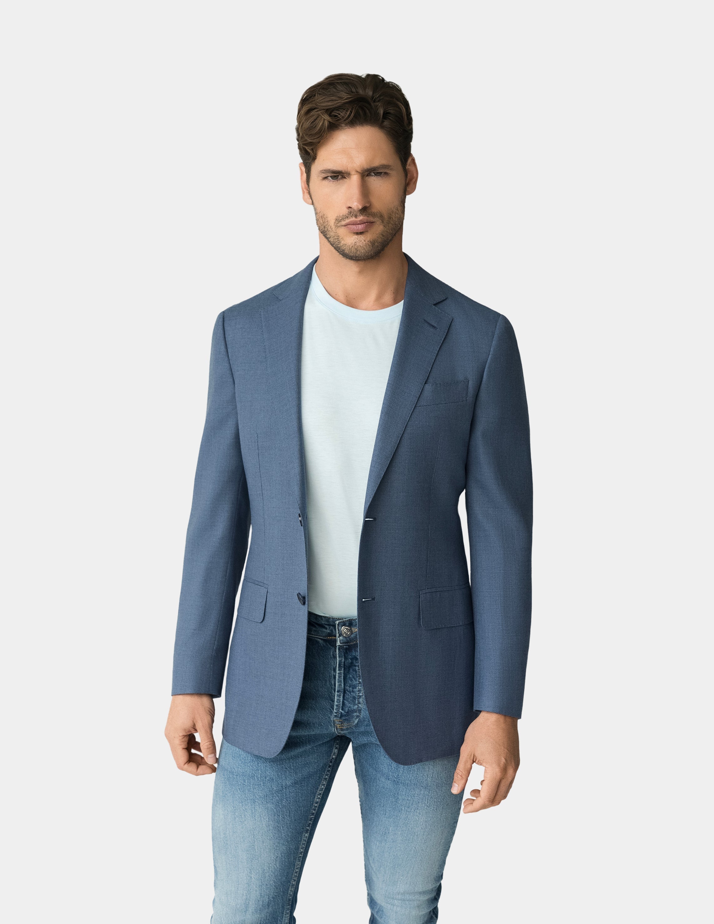 Light Blue Single Breasted Jacket - Samir Bachkami