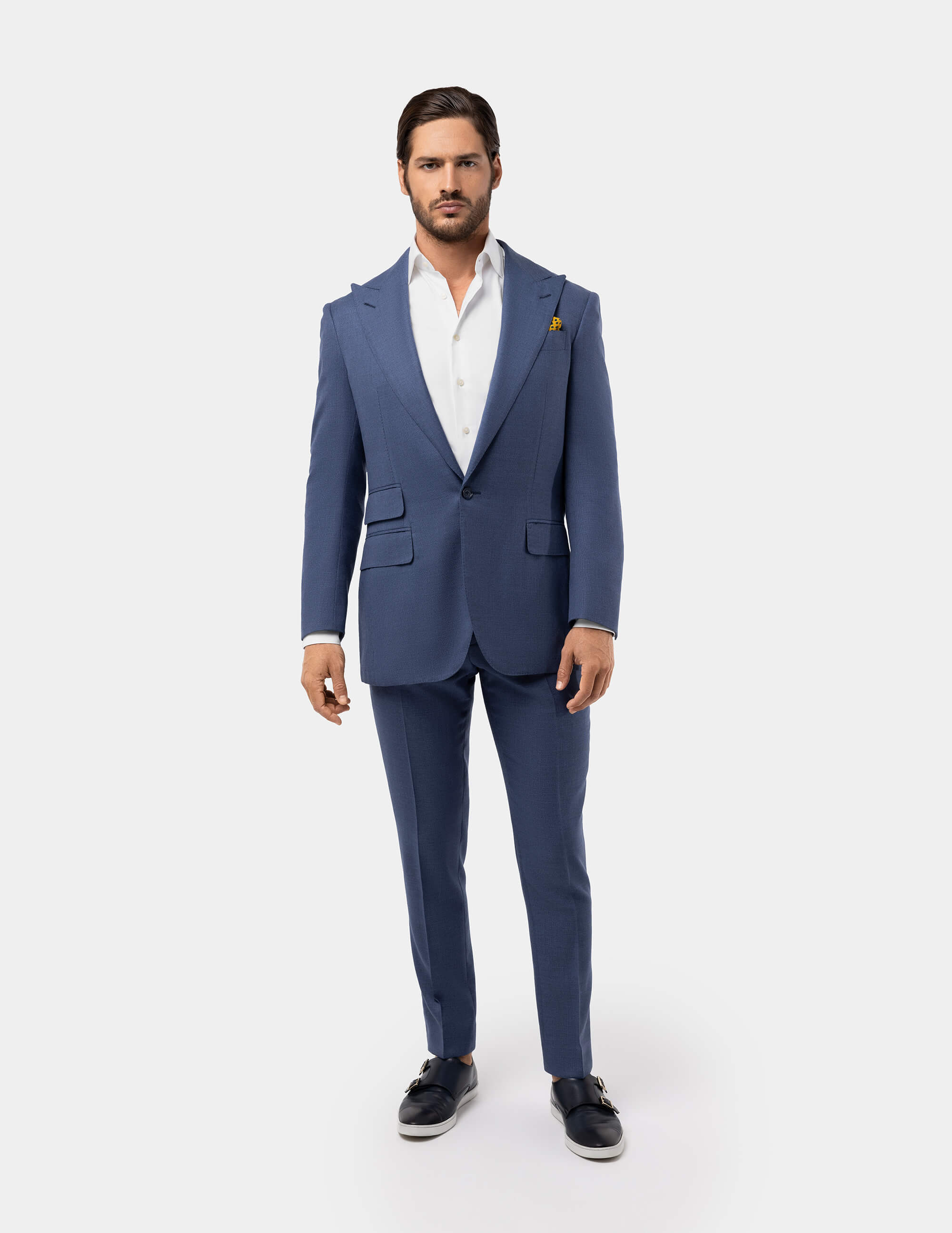Light Blue Single Breasted Peak Suit - Samir Bachkami