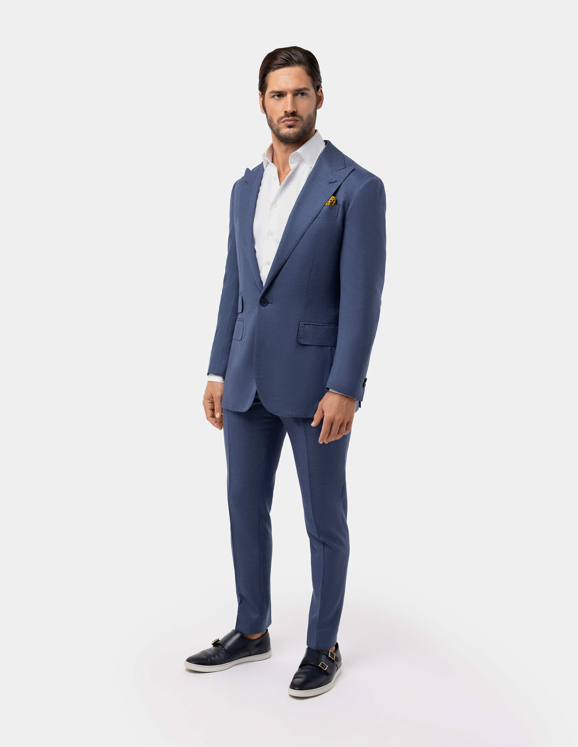Light Blue Single Breasted Peak Suit - Samir Bachkami