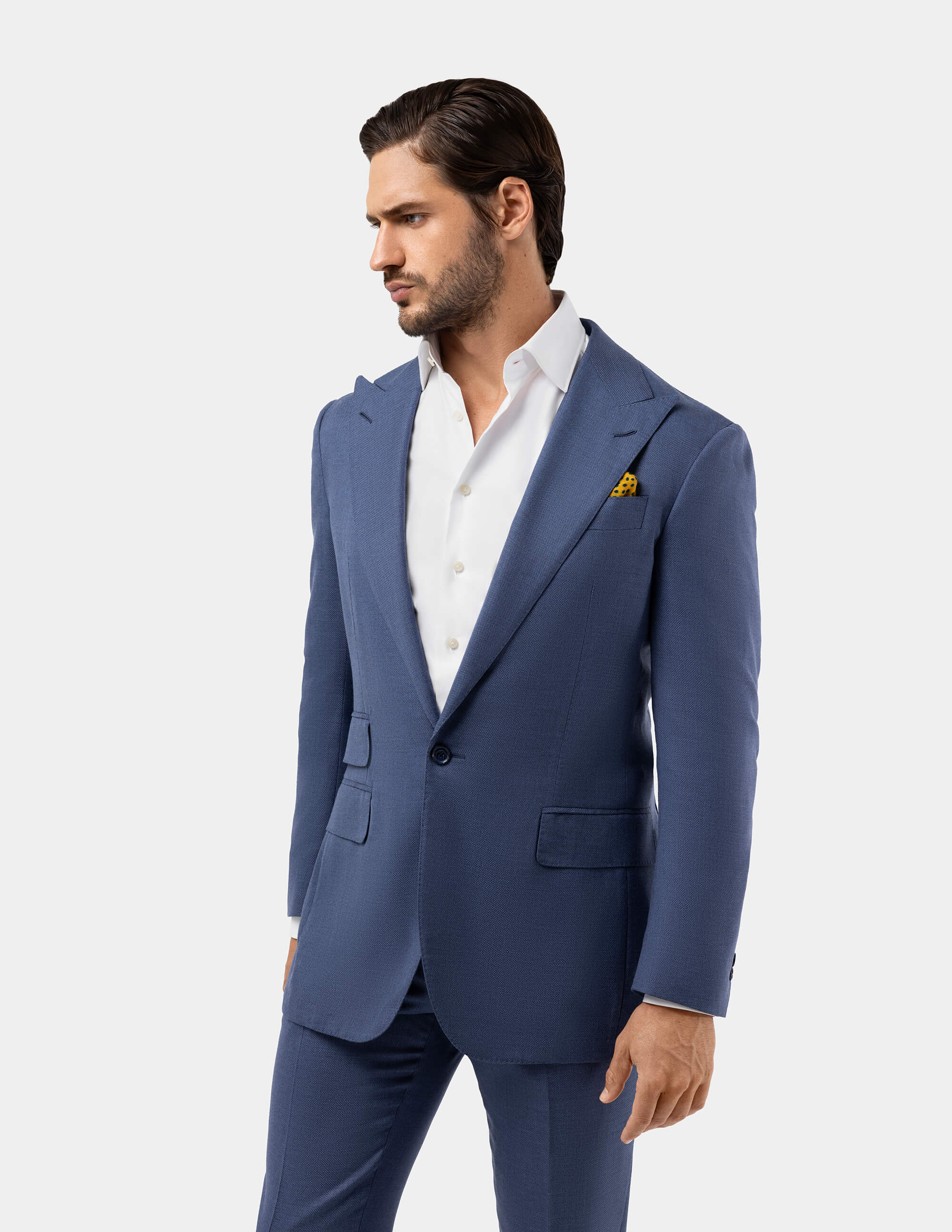 Light Blue Single Breasted Peak Suit - Samir Bachkami