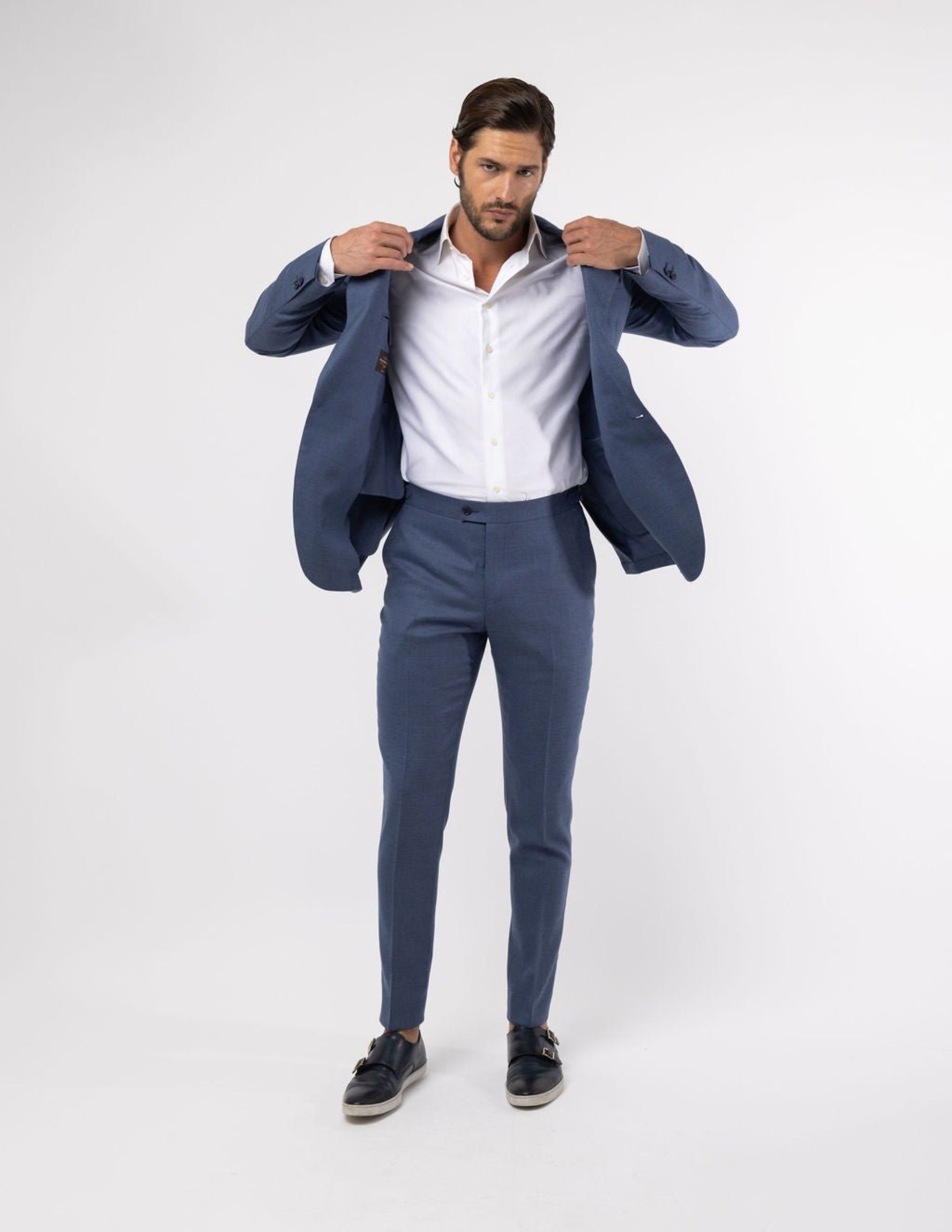 Light Blue Single Breasted Peak Suit - Samir Bachkami