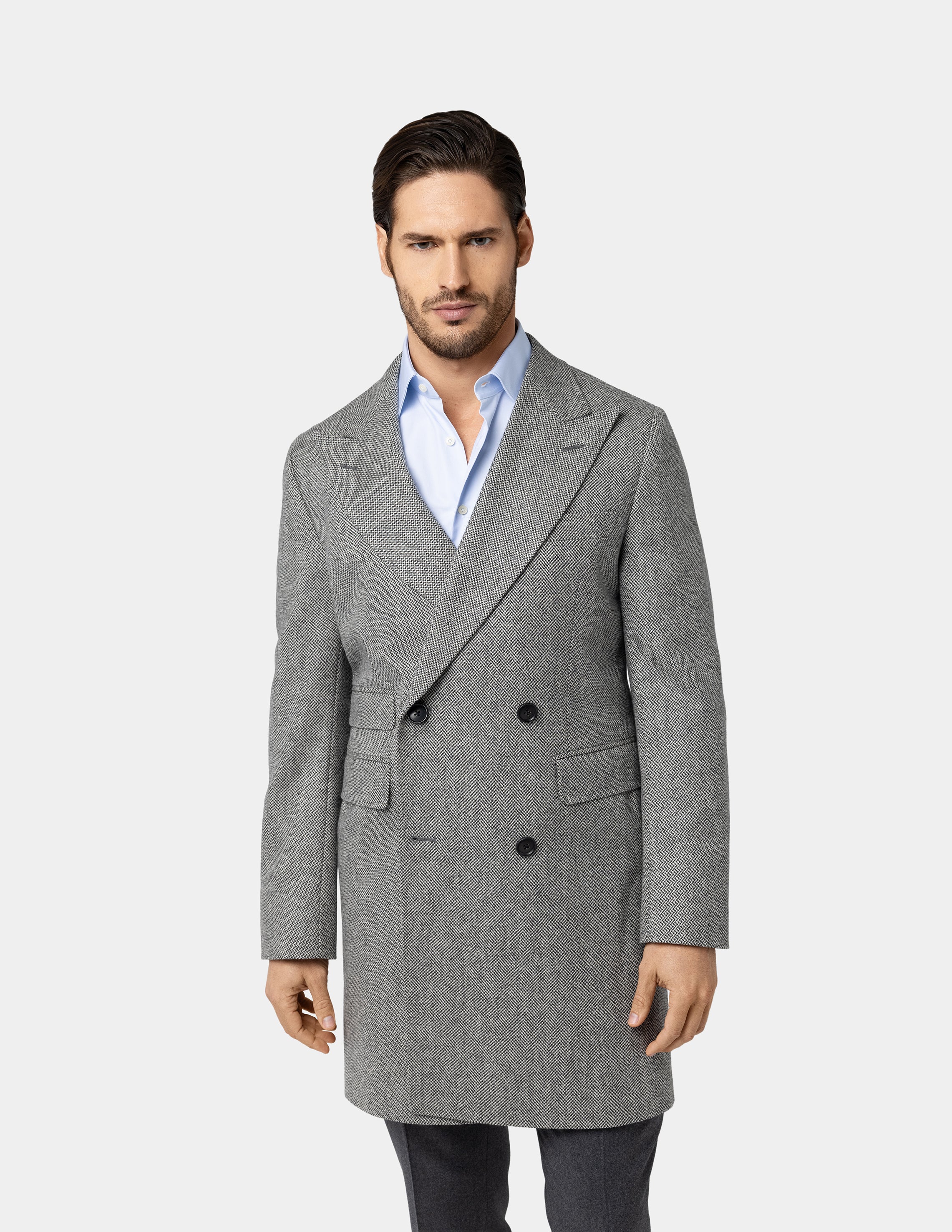 Light Grey Double breasted Coat - Samir Bachkami