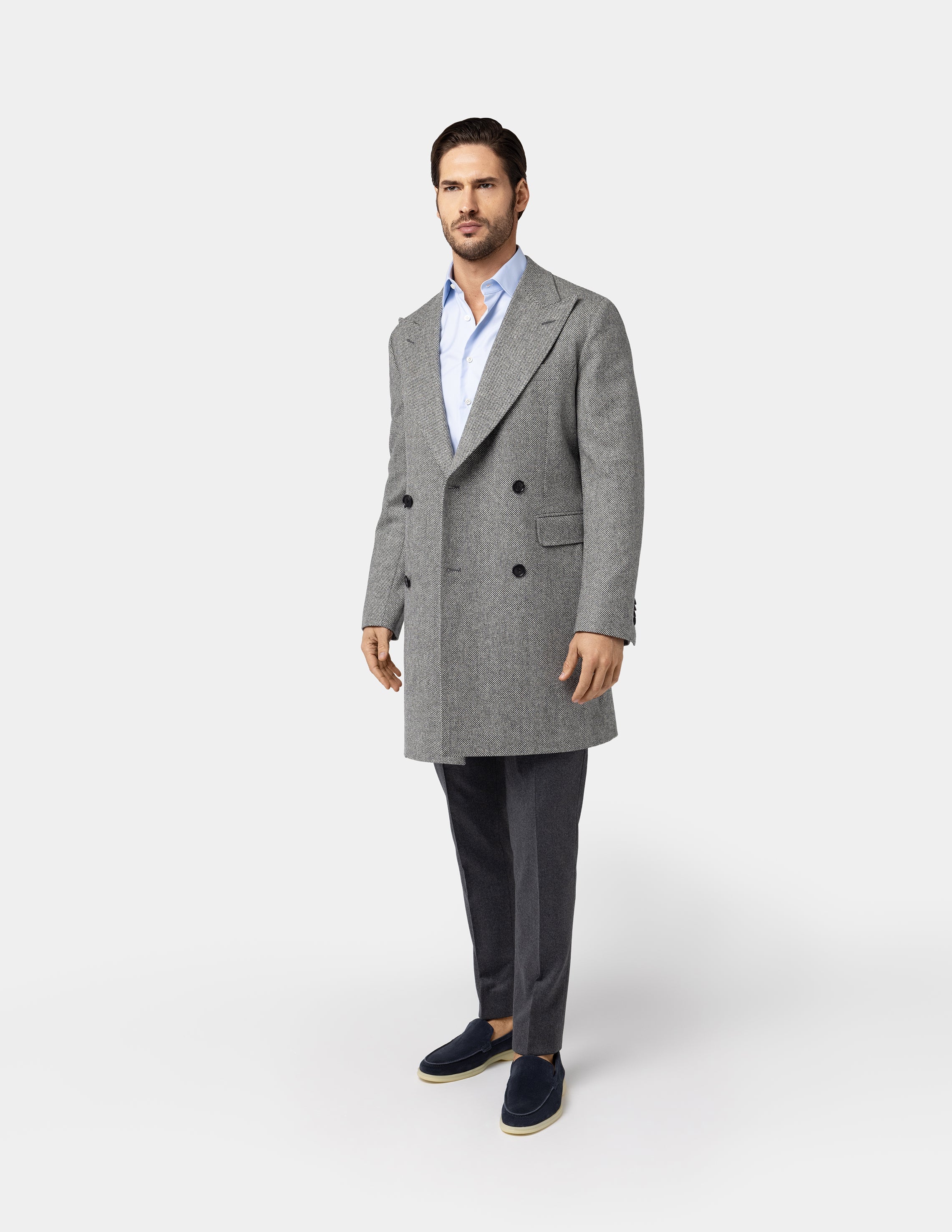 Light Grey Double breasted Coat - Samir Bachkami