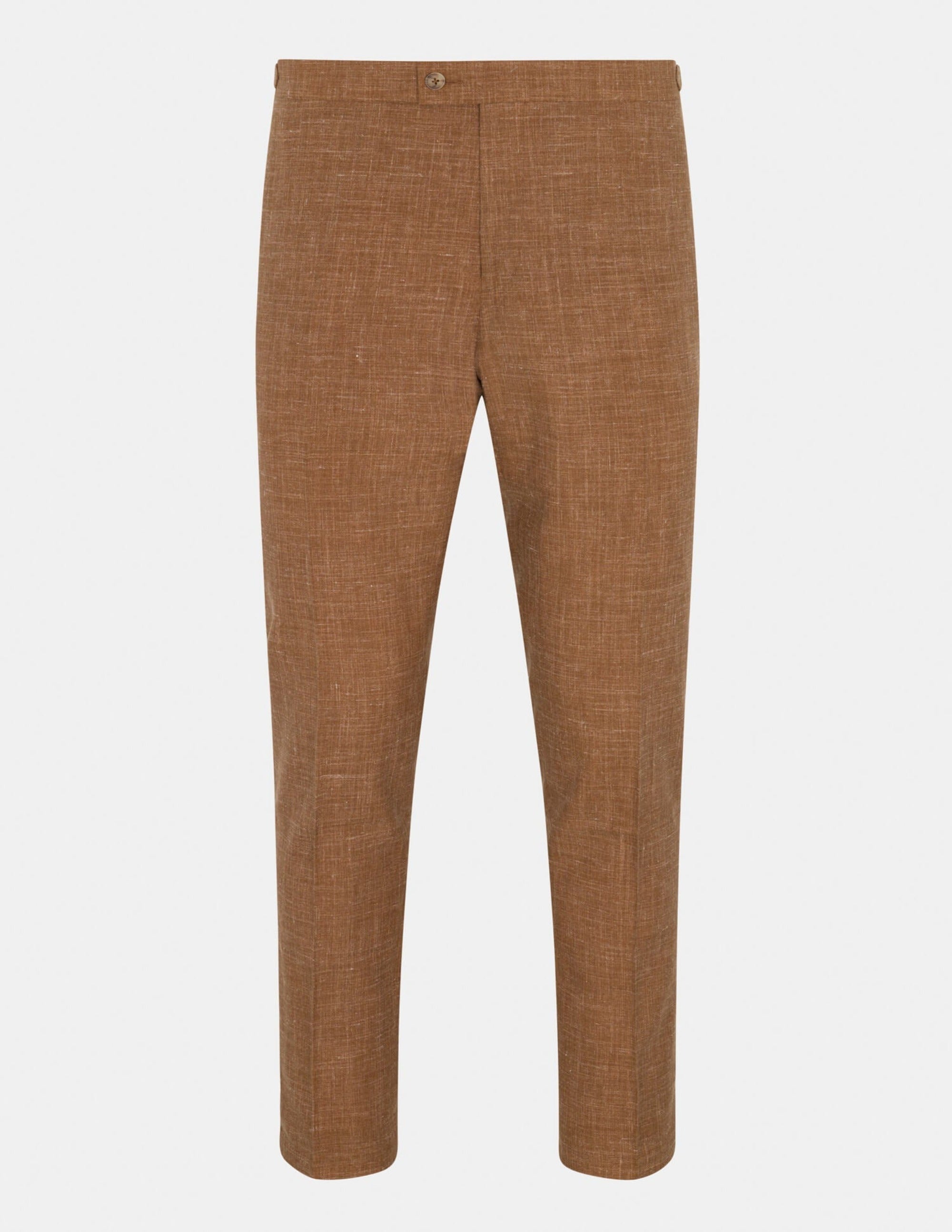 Light Orange Wool Silk Linen Trousers - Samir Bachkami