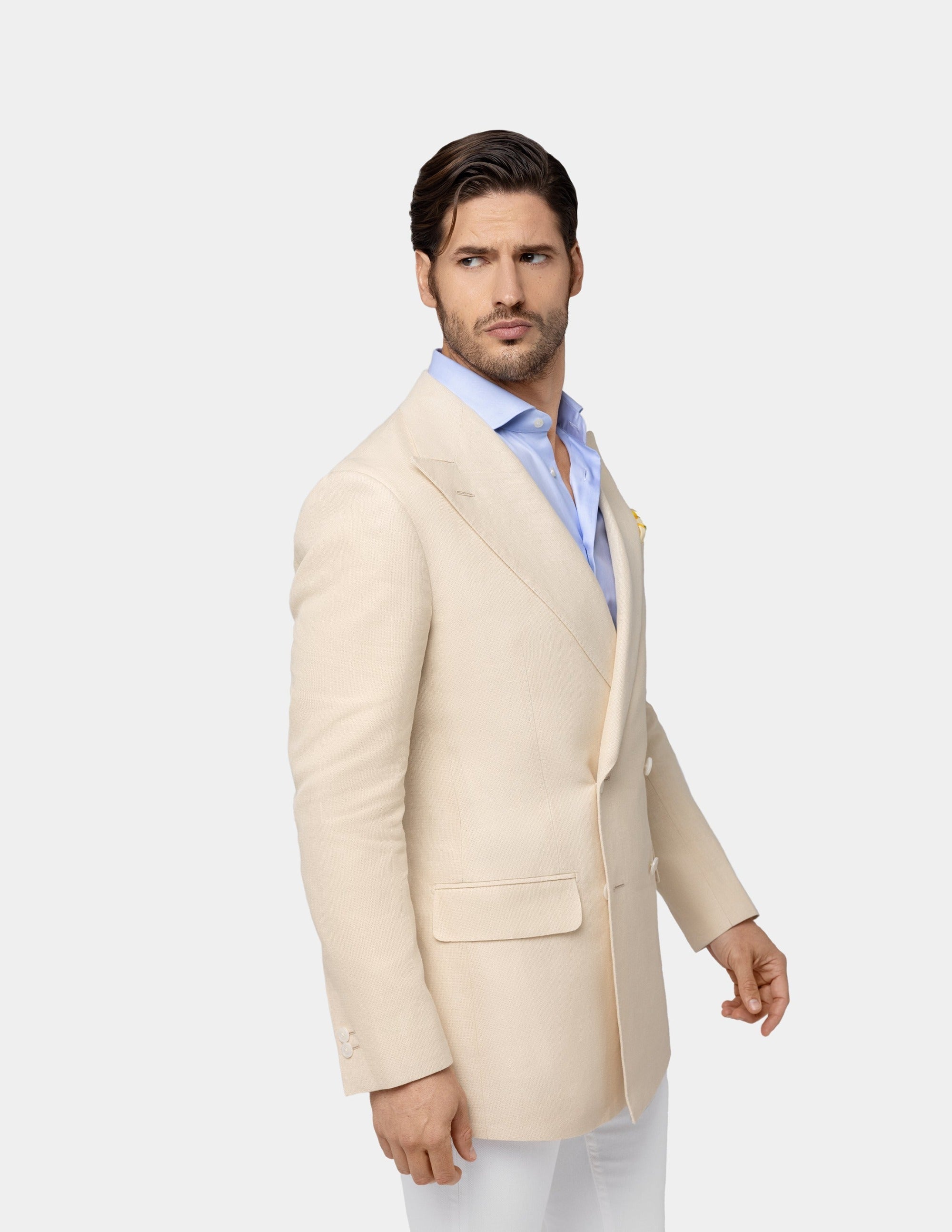 Light Sand Double Breasted Jacket - Samir Bachkami