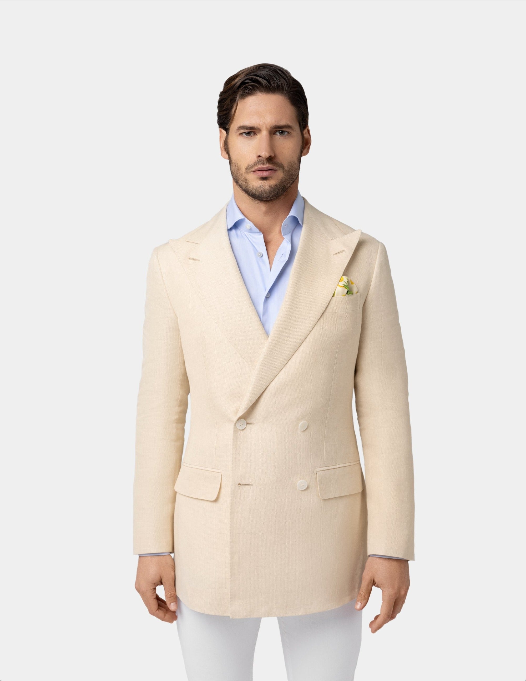 Light Sand Double Breasted Jacket - Samir Bachkami