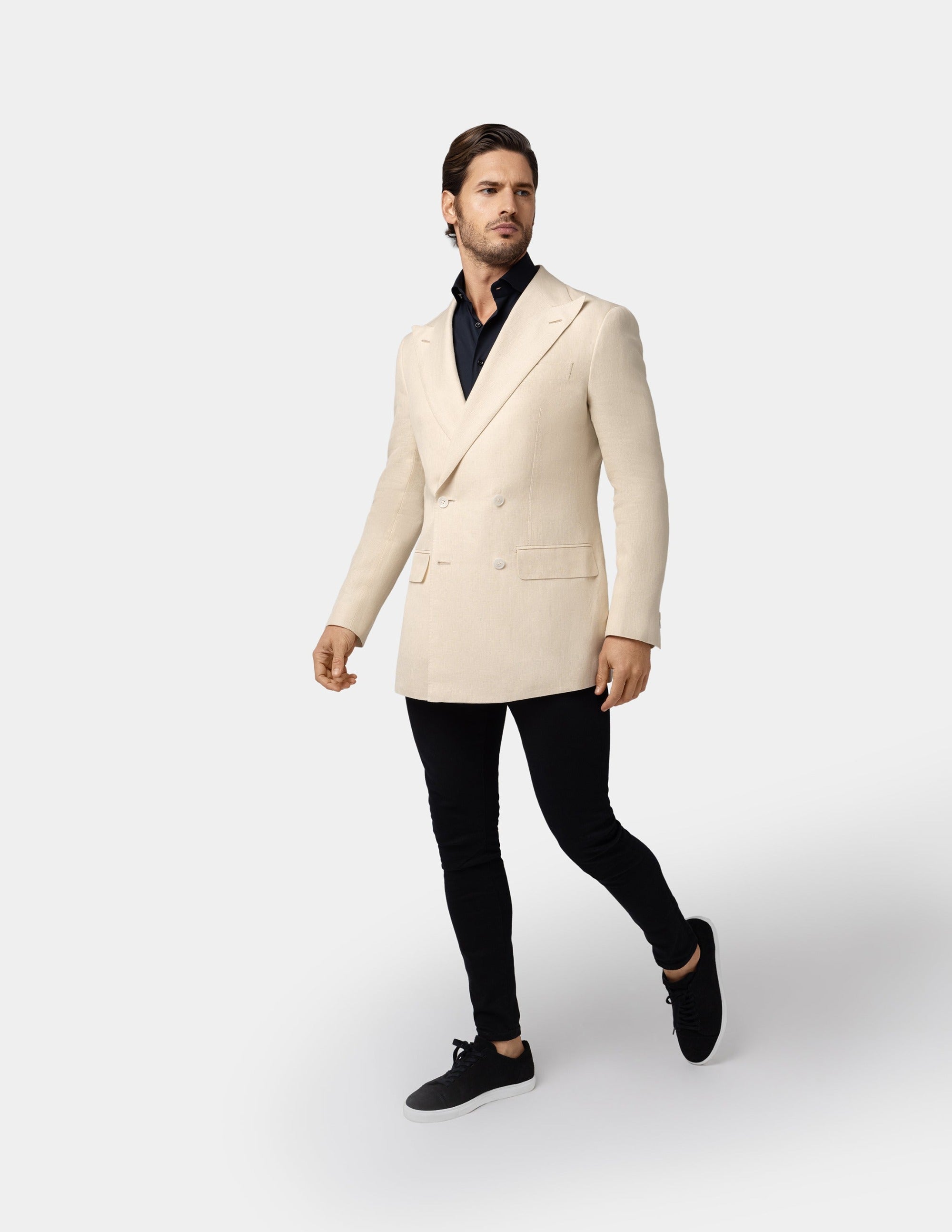 Light Sand Double Breasted Jacket - Samir Bachkami