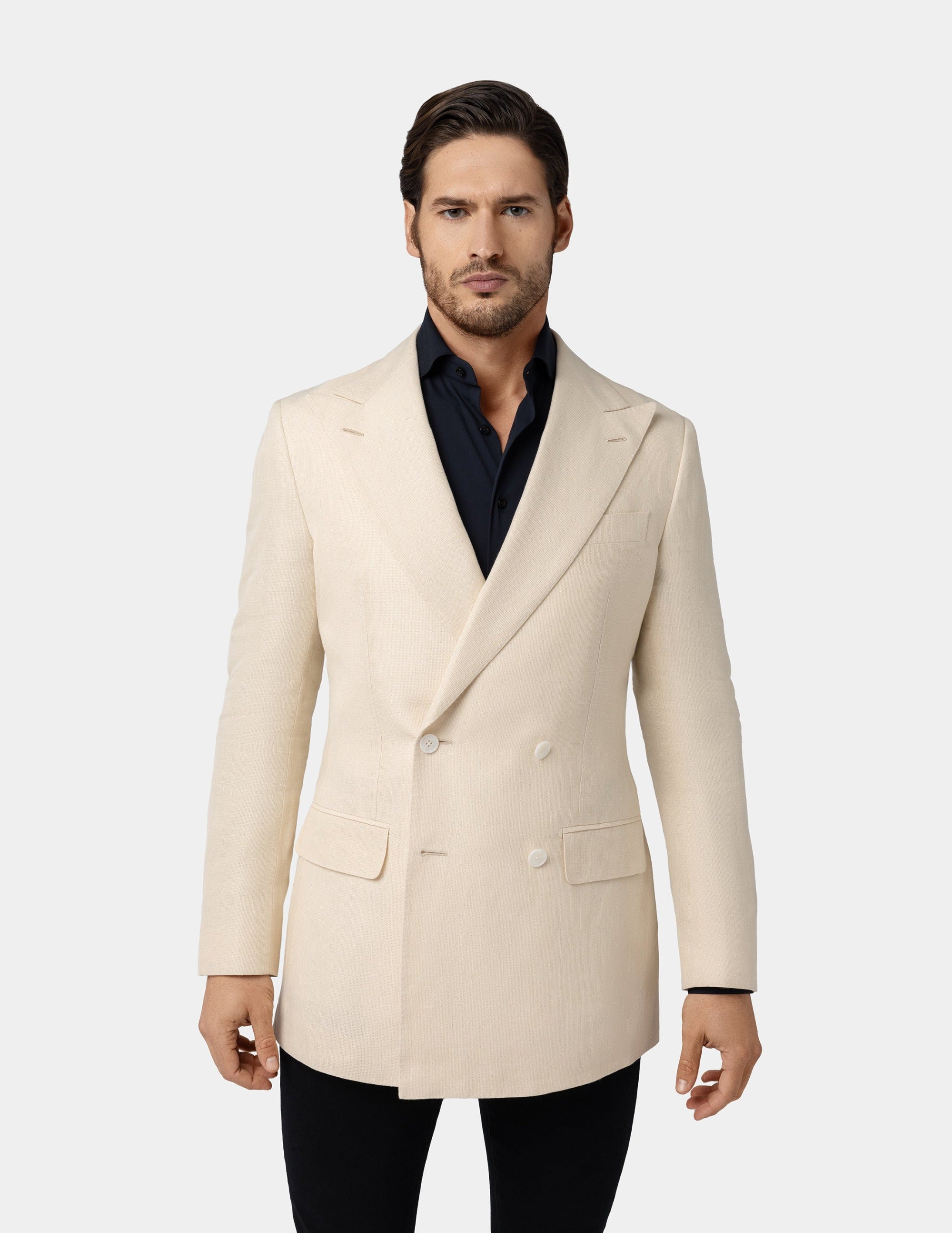 Light Sand Double Breasted Jacket - Samir Bachkami