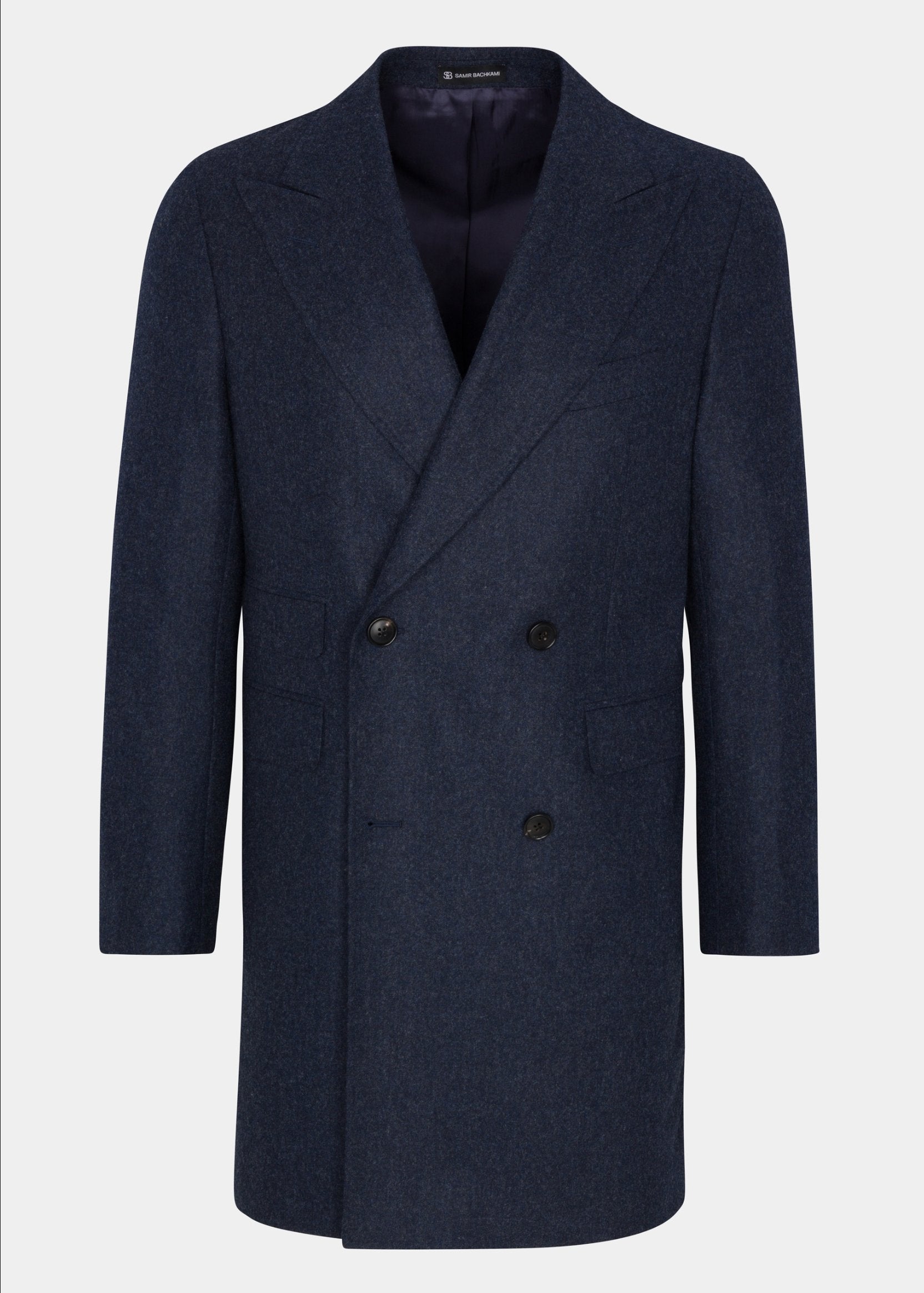 Navy Blue Double-breasted Coat - Samir Bachkami