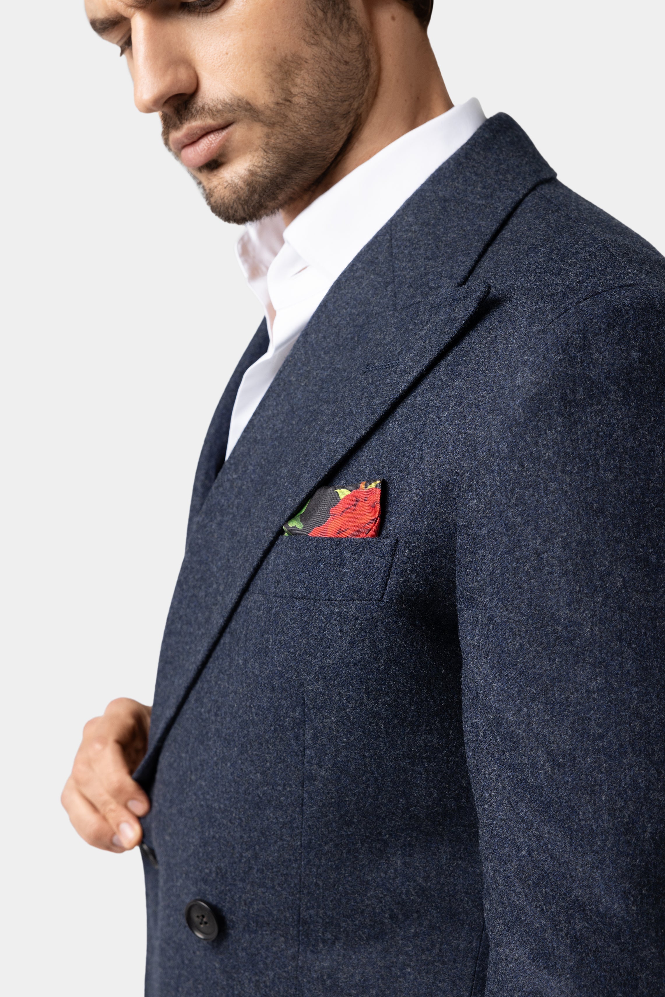 Navy Blue Double-breasted Coat - Samir Bachkami