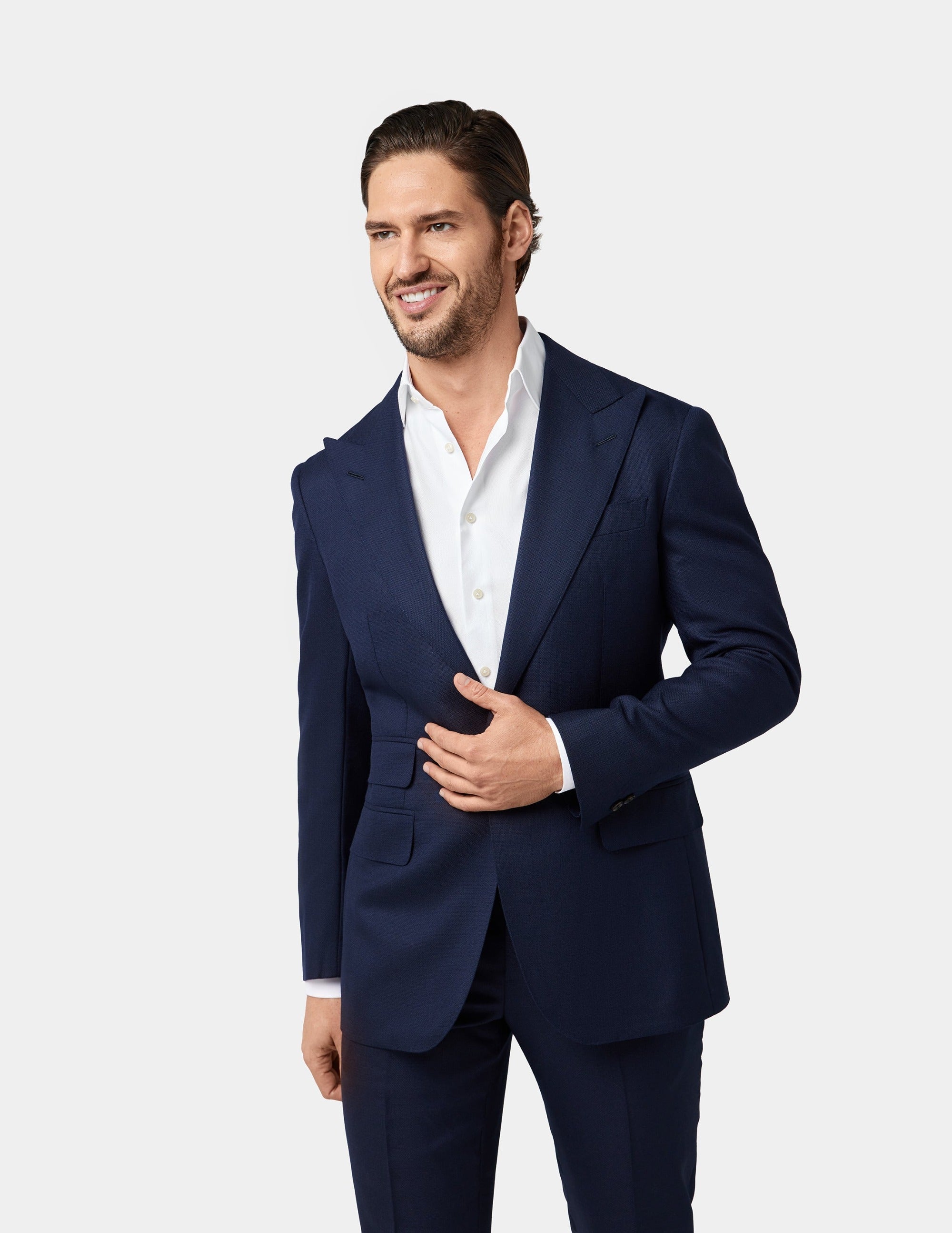 Navy Blue Single-Breasted Jacket - Samir Bachkami