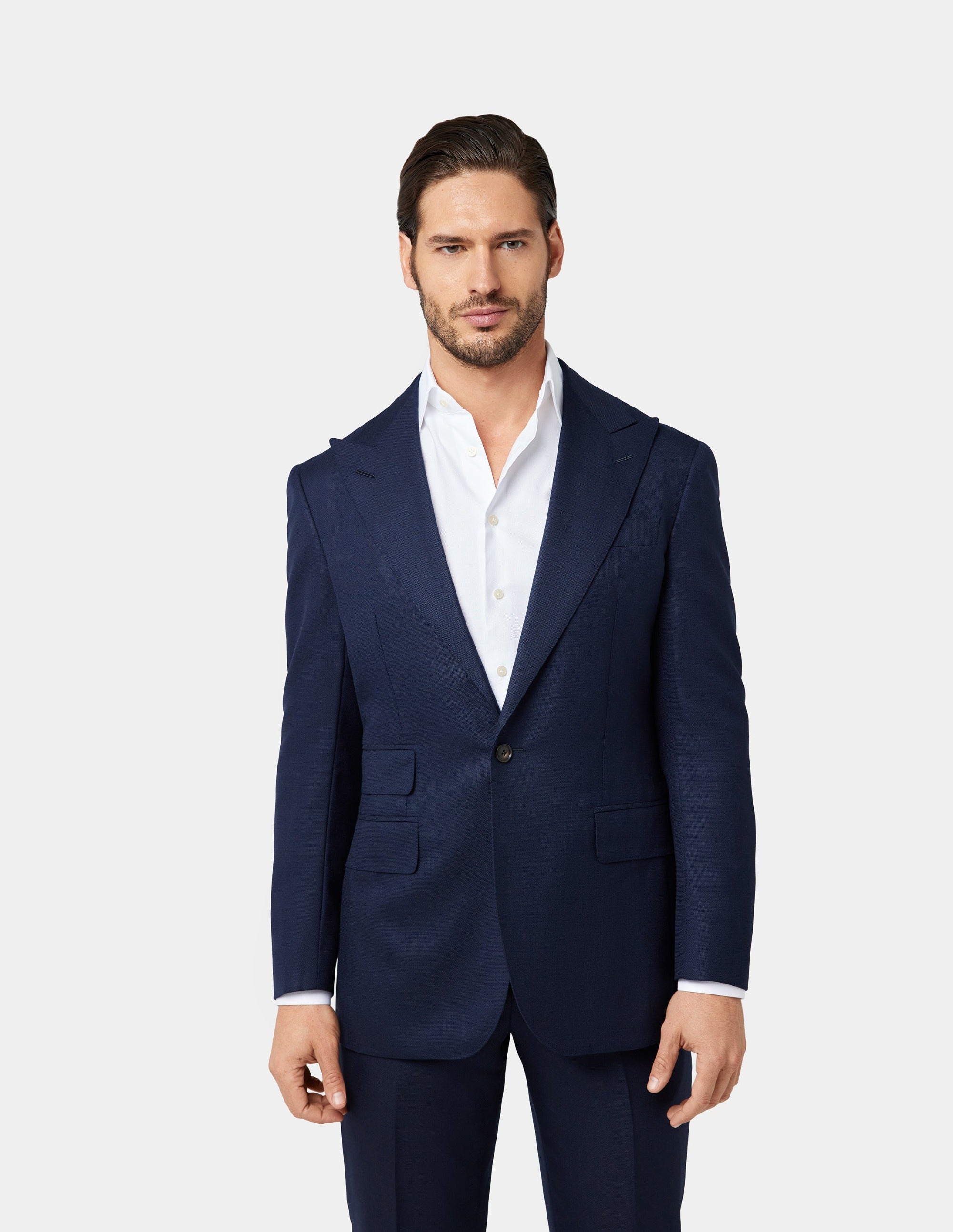 Navy Blue Single Breasted Suit - Samir Bachkami