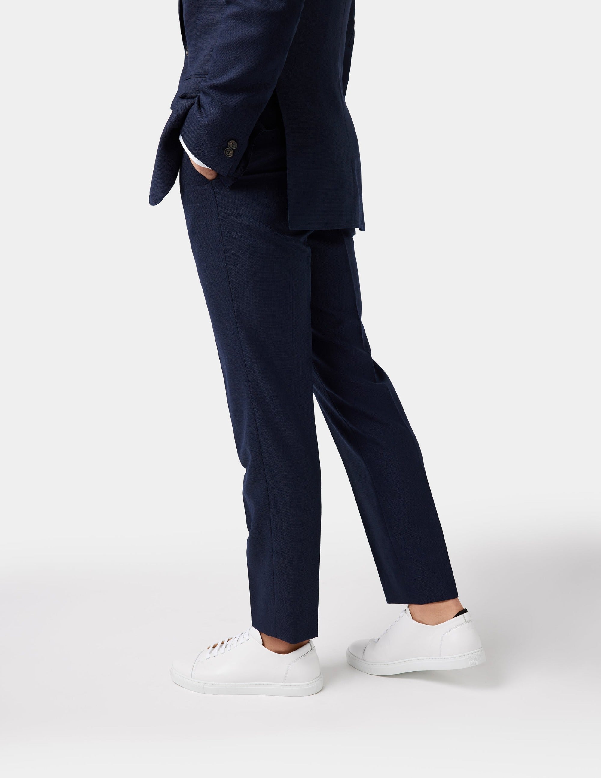 Navy Blue Wool Trousers - Samir Bachkami