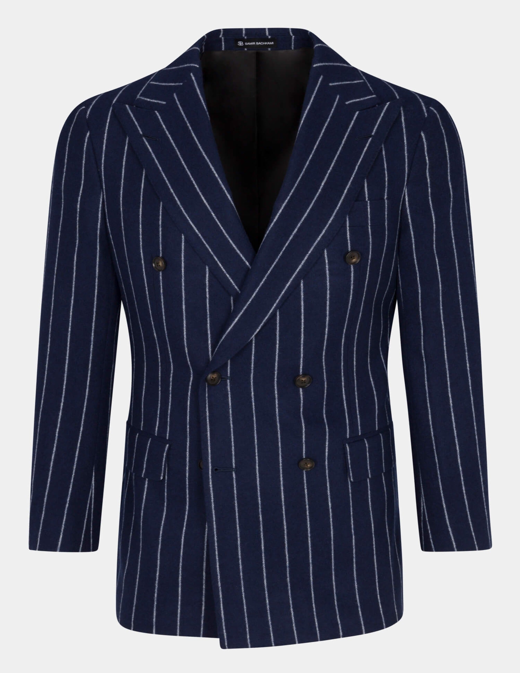 Navy White Stripe Double Breasted Suit - Samir Bachkami