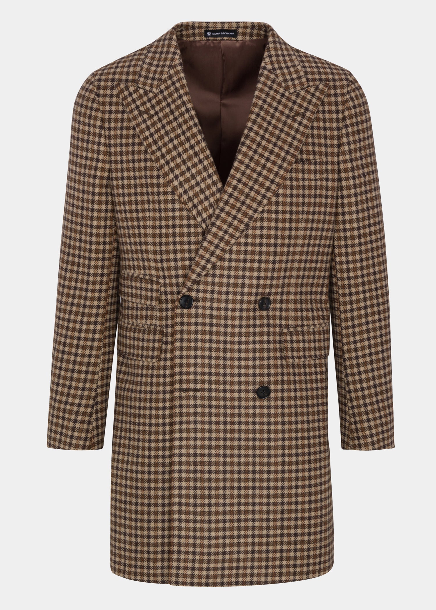 Plaid Brown Double-breasted Coat - Samir Bachkami