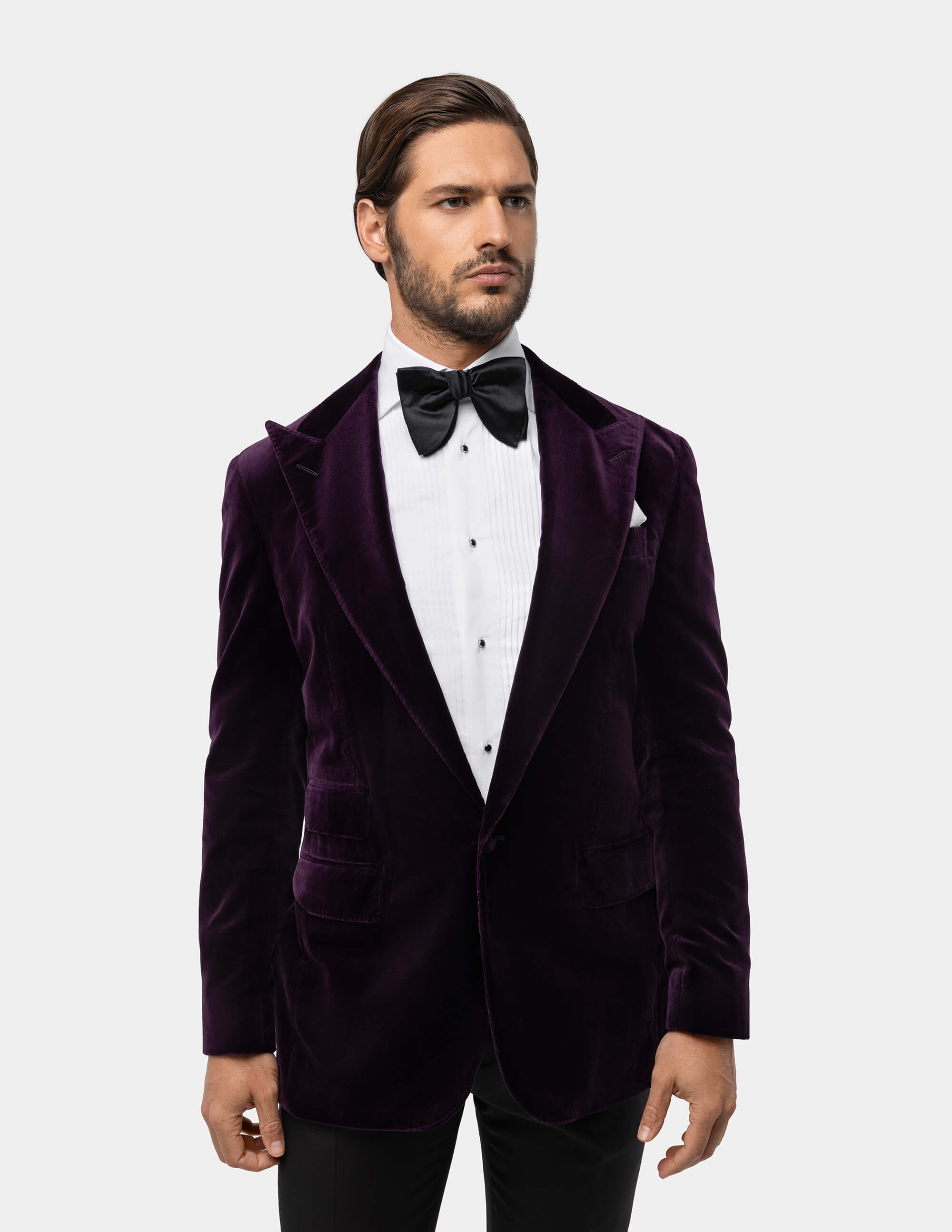 Purple Velvet Single Breasted Jacket - Samir Bachkami