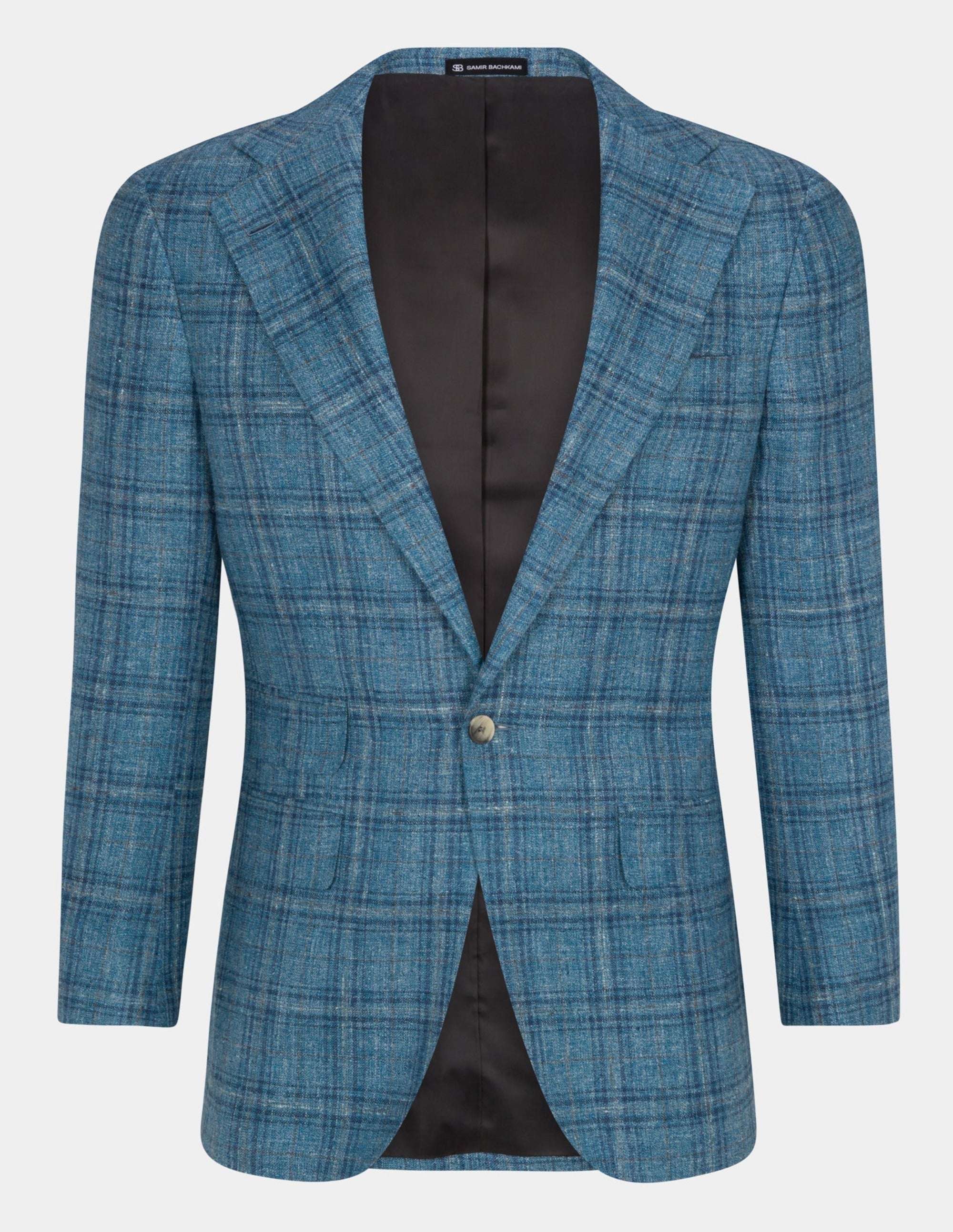 Textured Light Blue Notch Jacket - Samir Bachkami