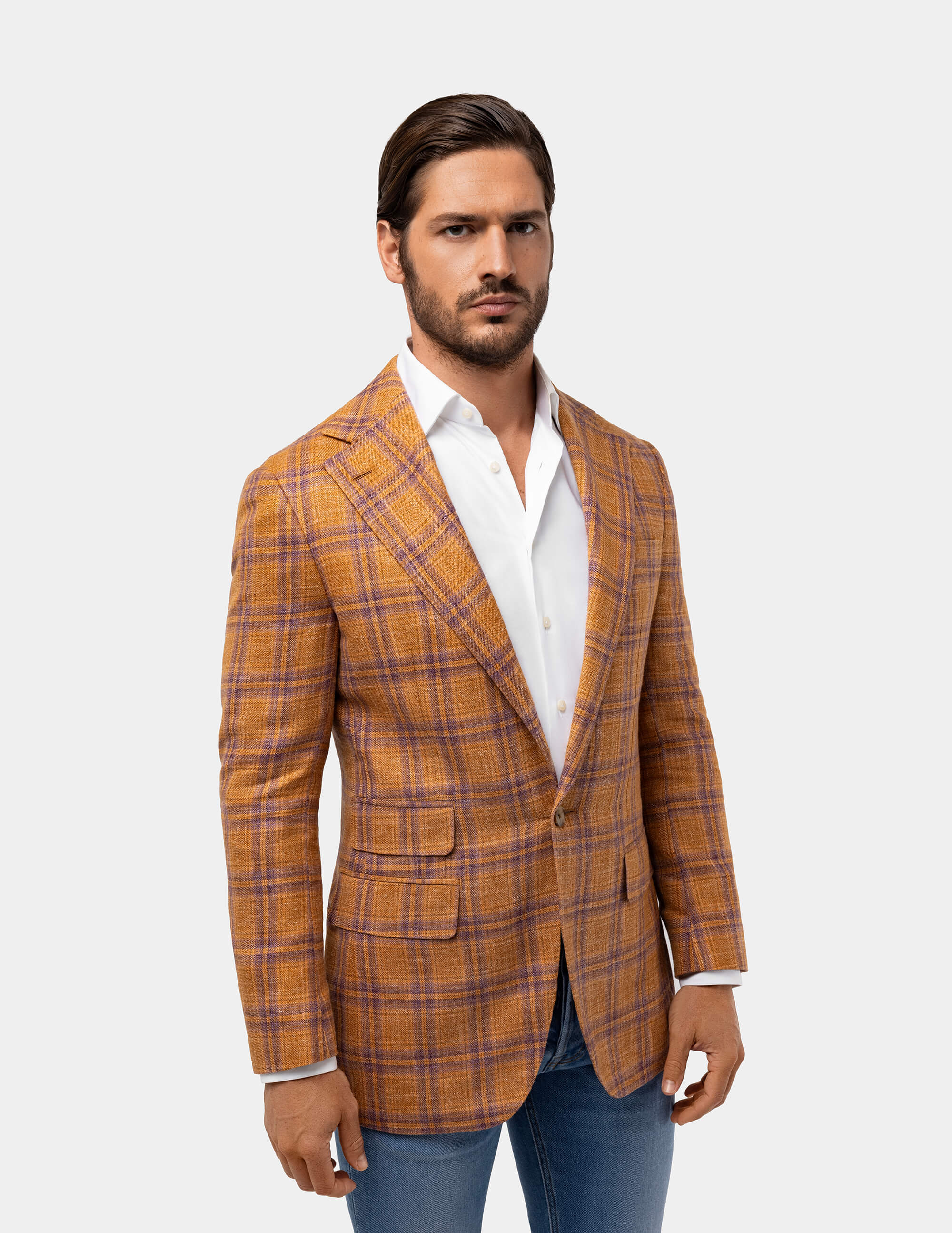Textured Light Orange Notch Jacket - Samir Bachkami