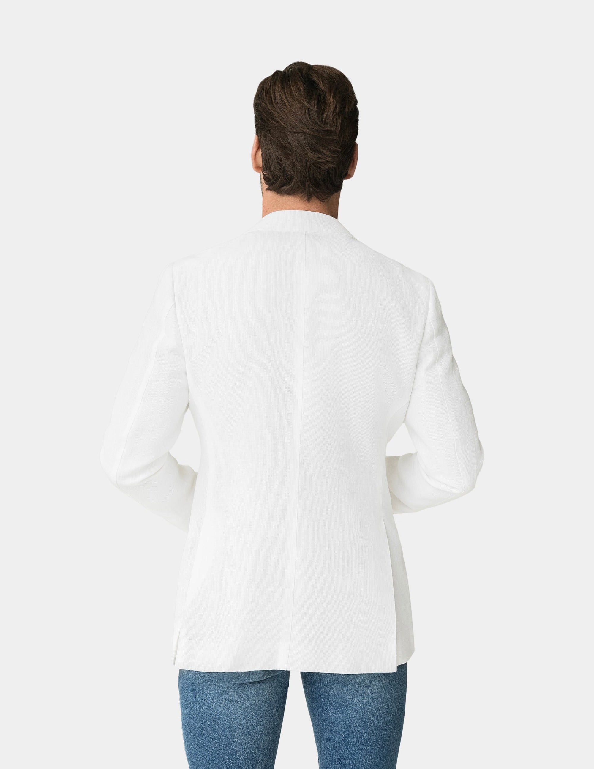 White Linen Single Breasted Jacket - Samir Bachkami