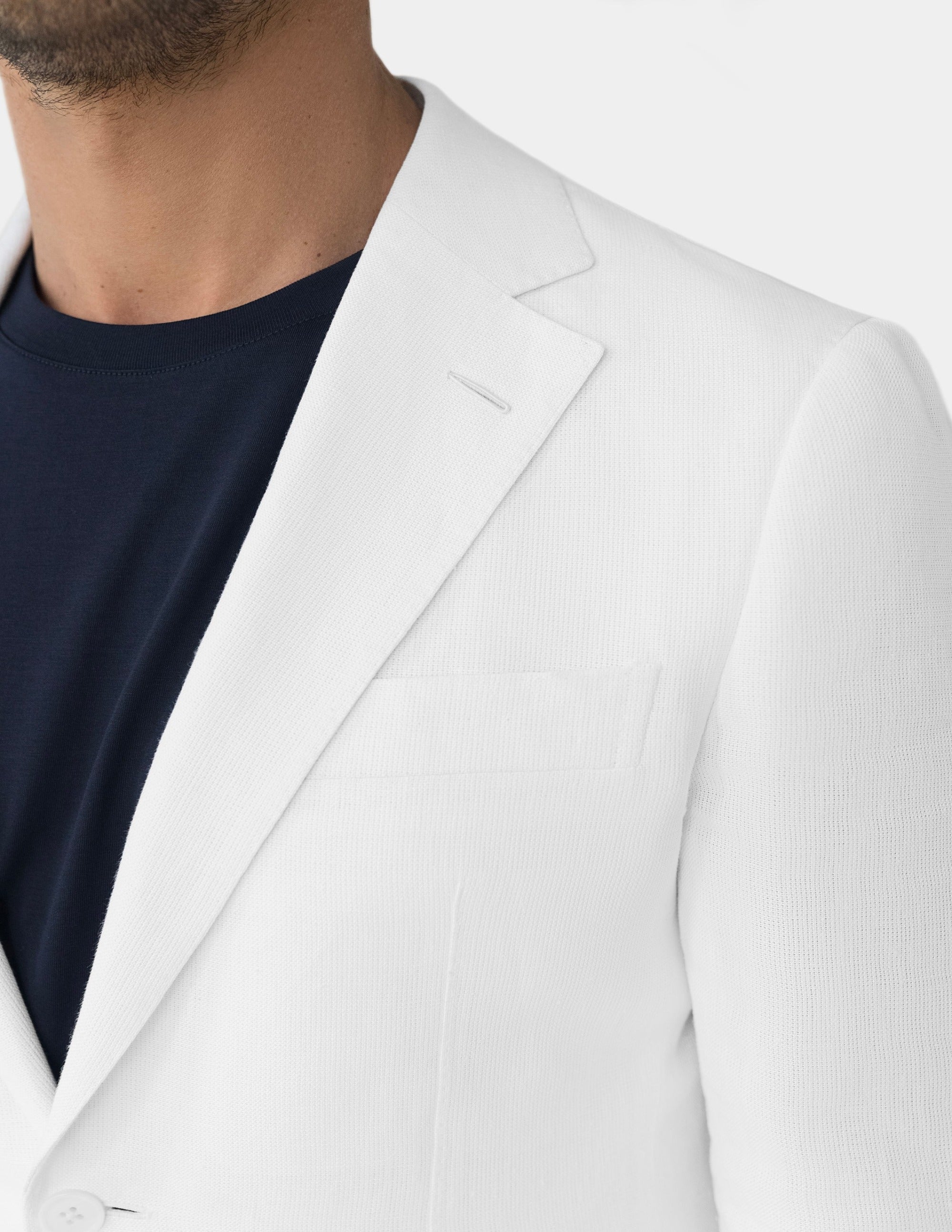 White Linen Single Breasted Jacket - Samir Bachkami