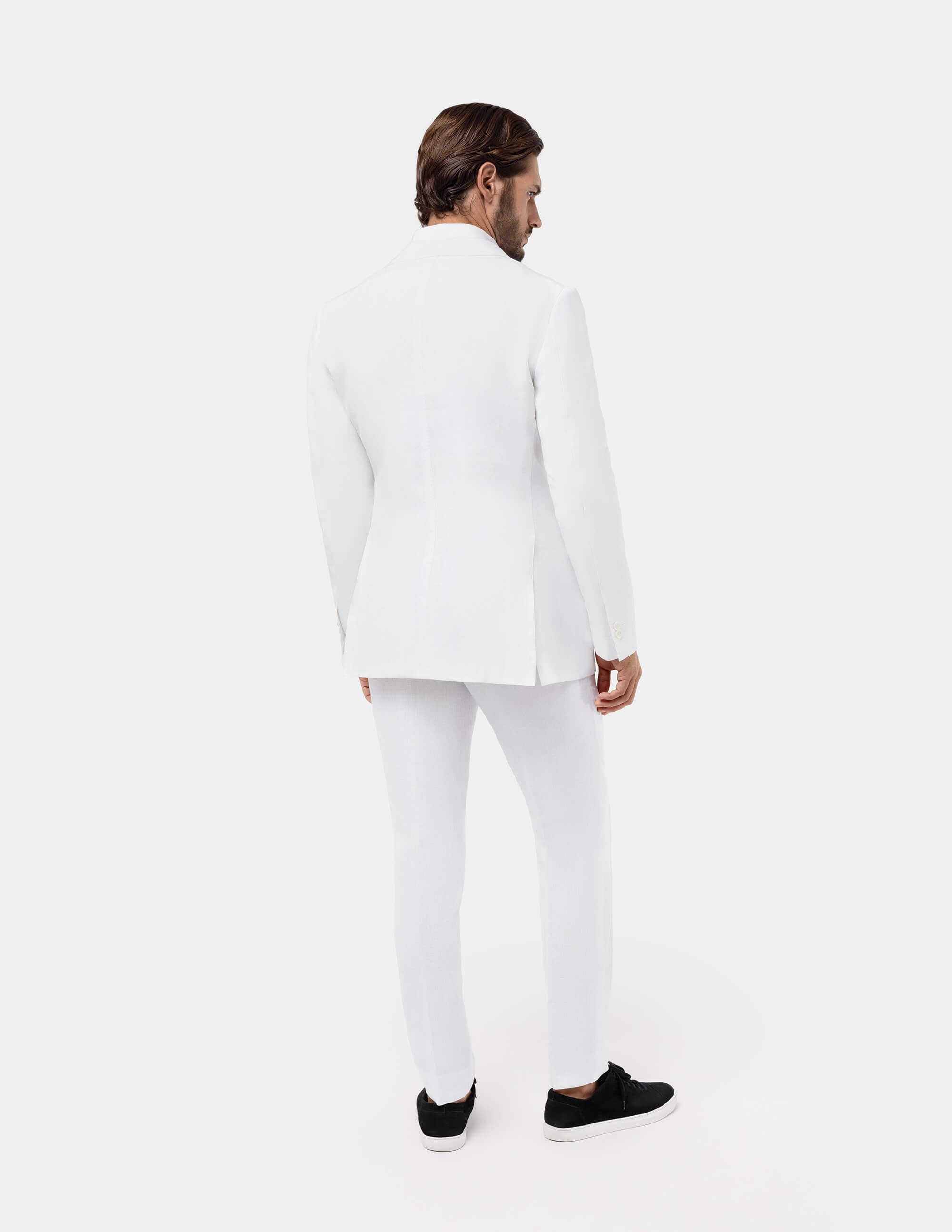 White Linen Single Breasted Suit - Samir Bachkami