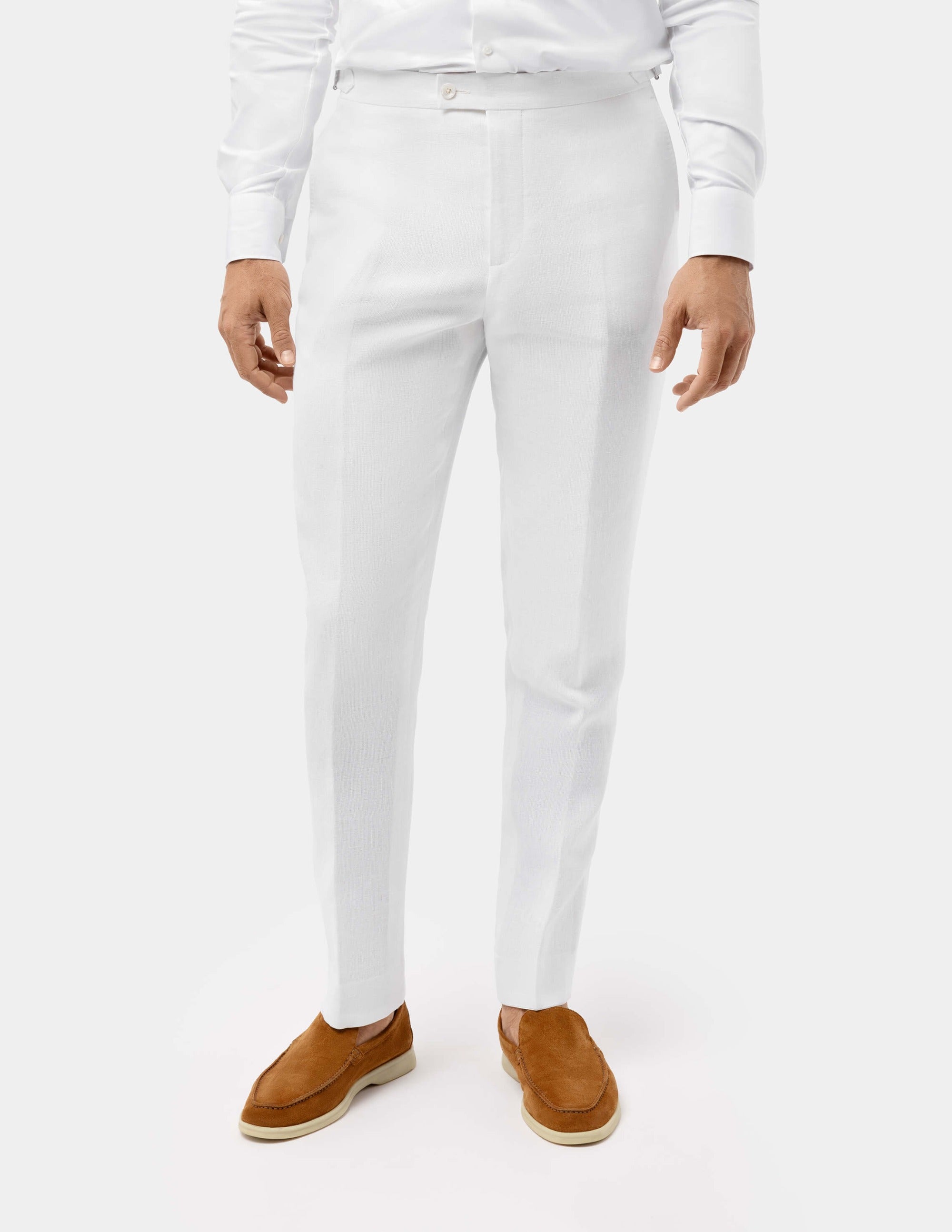 White Linen Trousers - Samir Bachkami