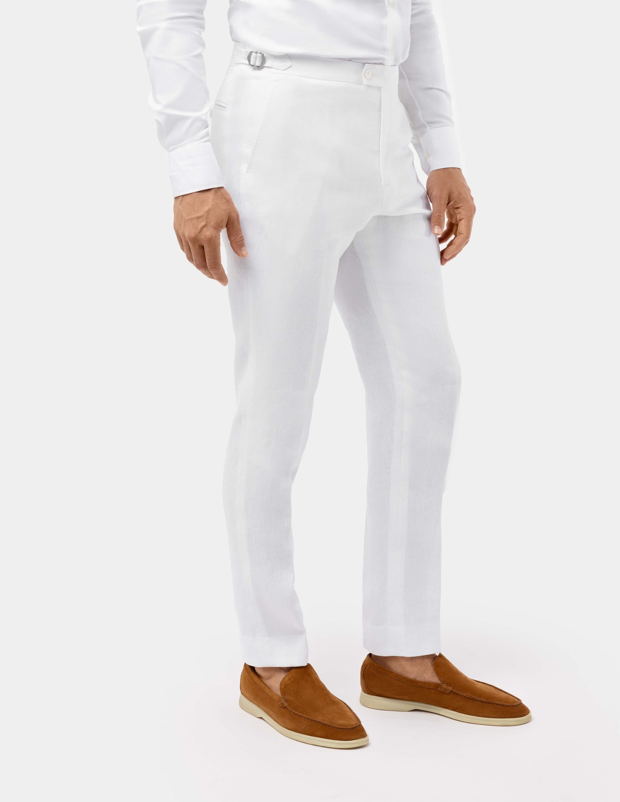 White Linen Trousers - Samir Bachkami