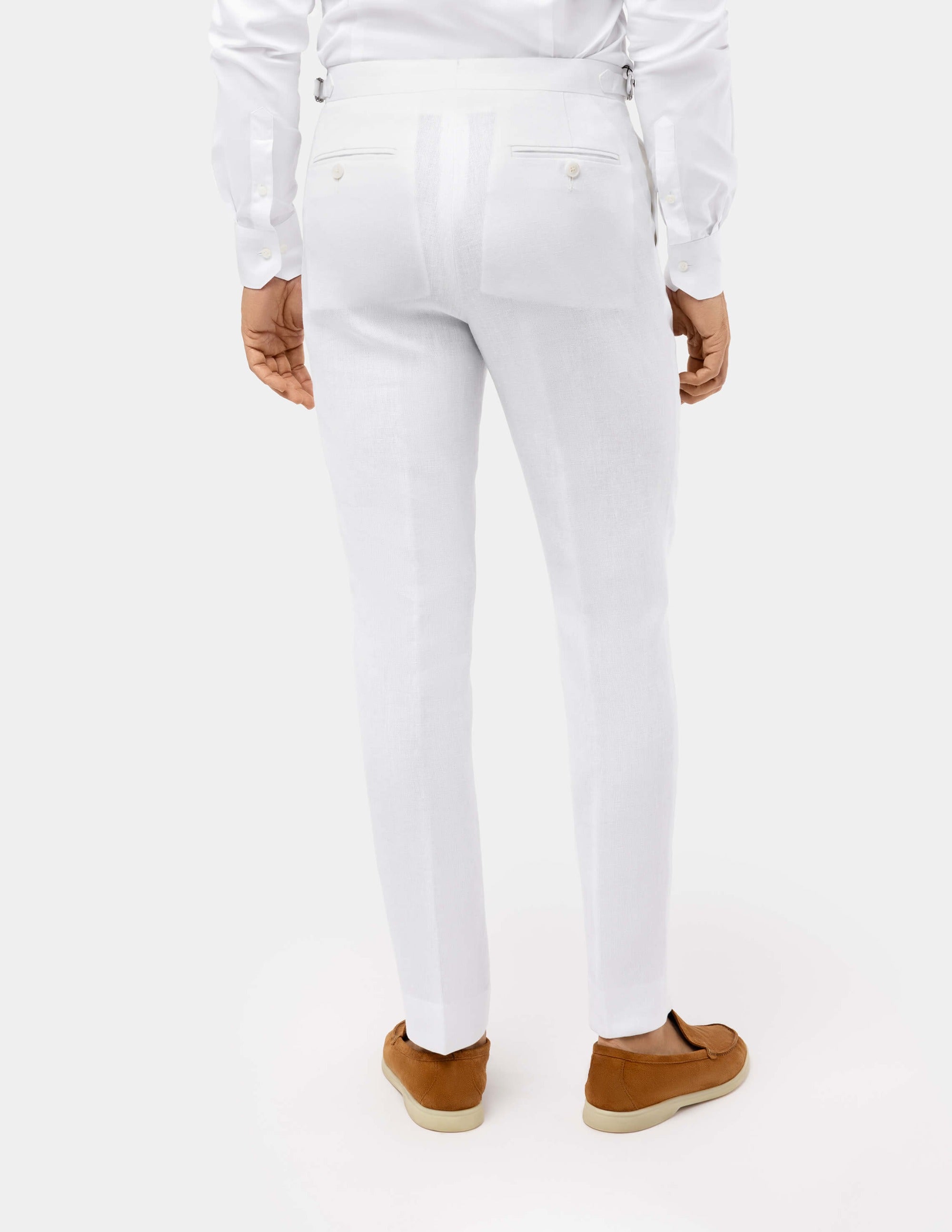 White Linen Trousers - Samir Bachkami