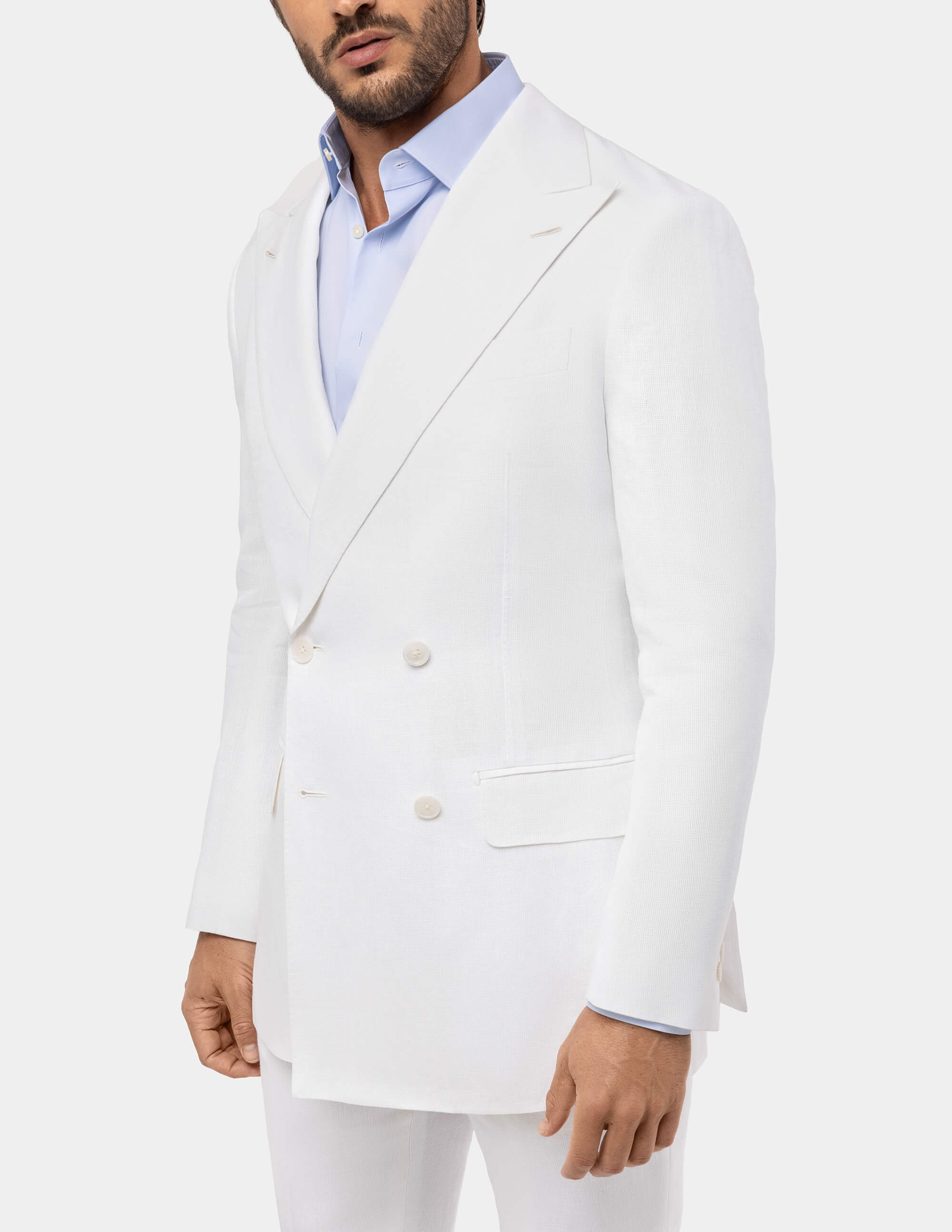 White Optical Double-Breasted Suit - Samir Bachkami