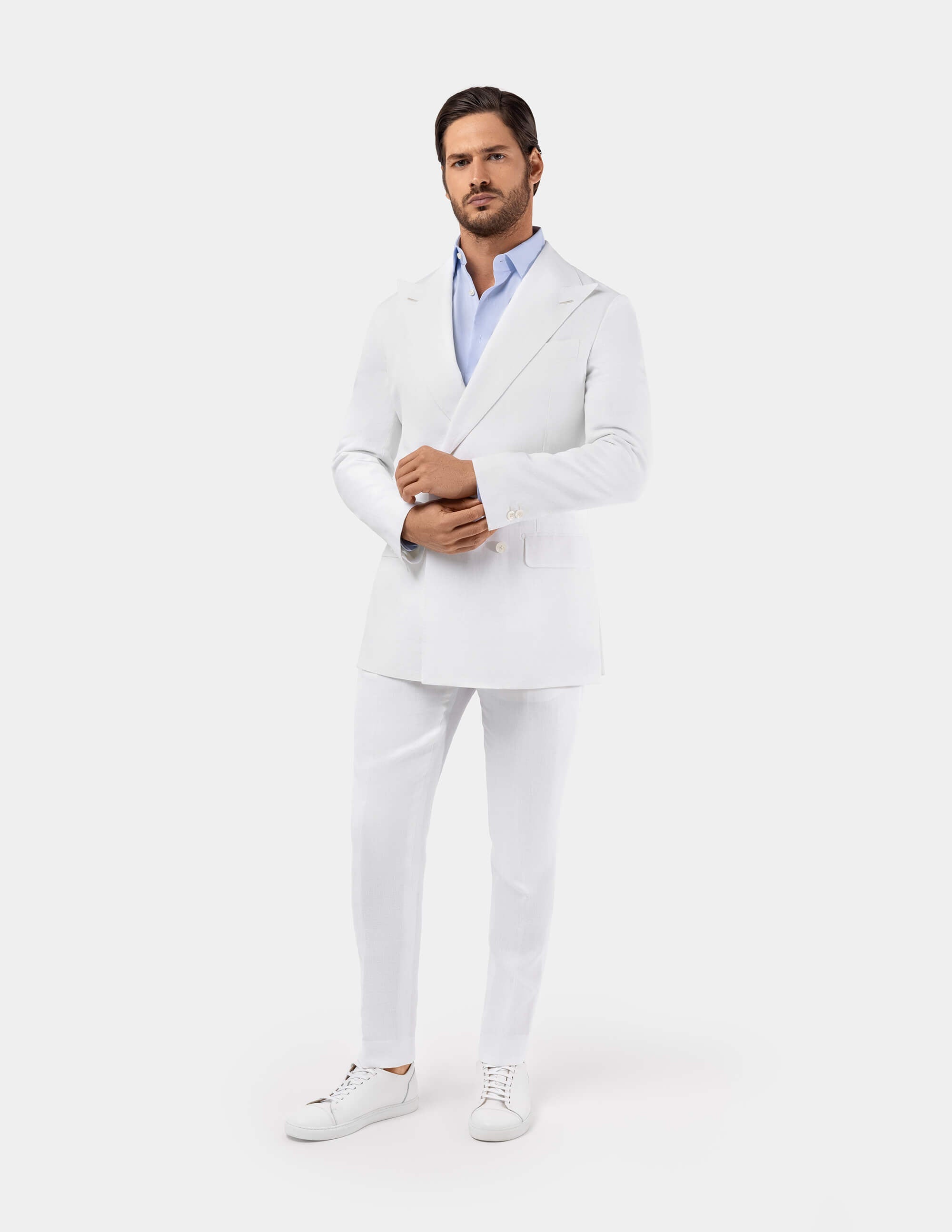 White Optical Double-Breasted Suit - Samir Bachkami