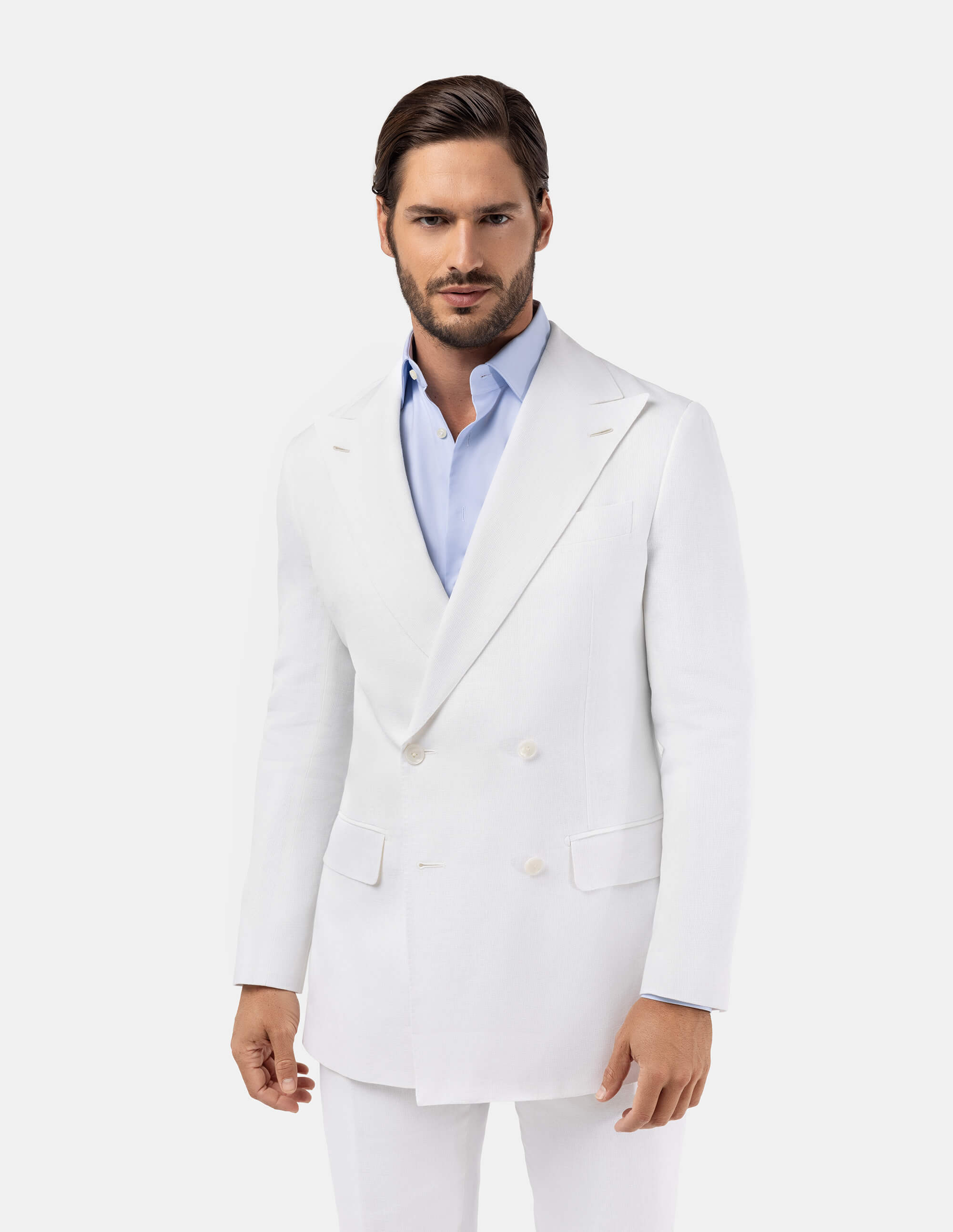 White Optical Double-Breasted Suit - Samir Bachkami