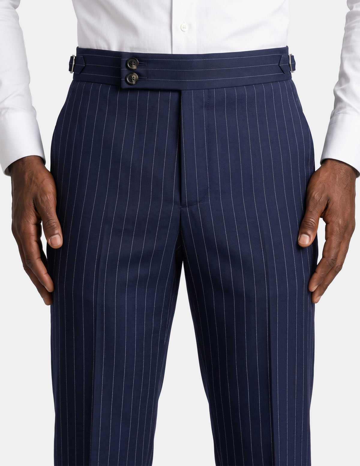 The Asti Navy Pinstripe DB Trousers