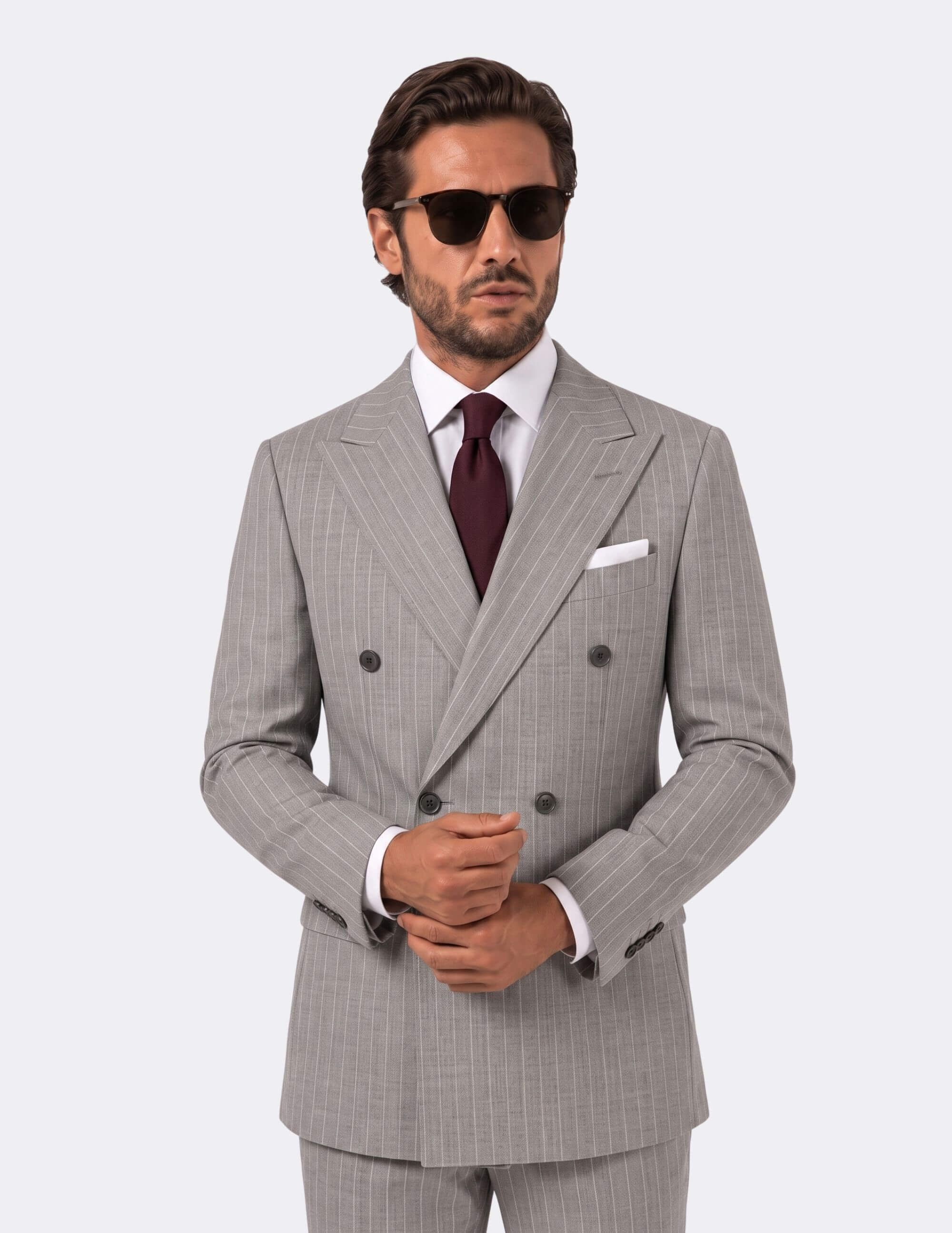 The Verona Pearl Pinstripe Double-Breasted Suit