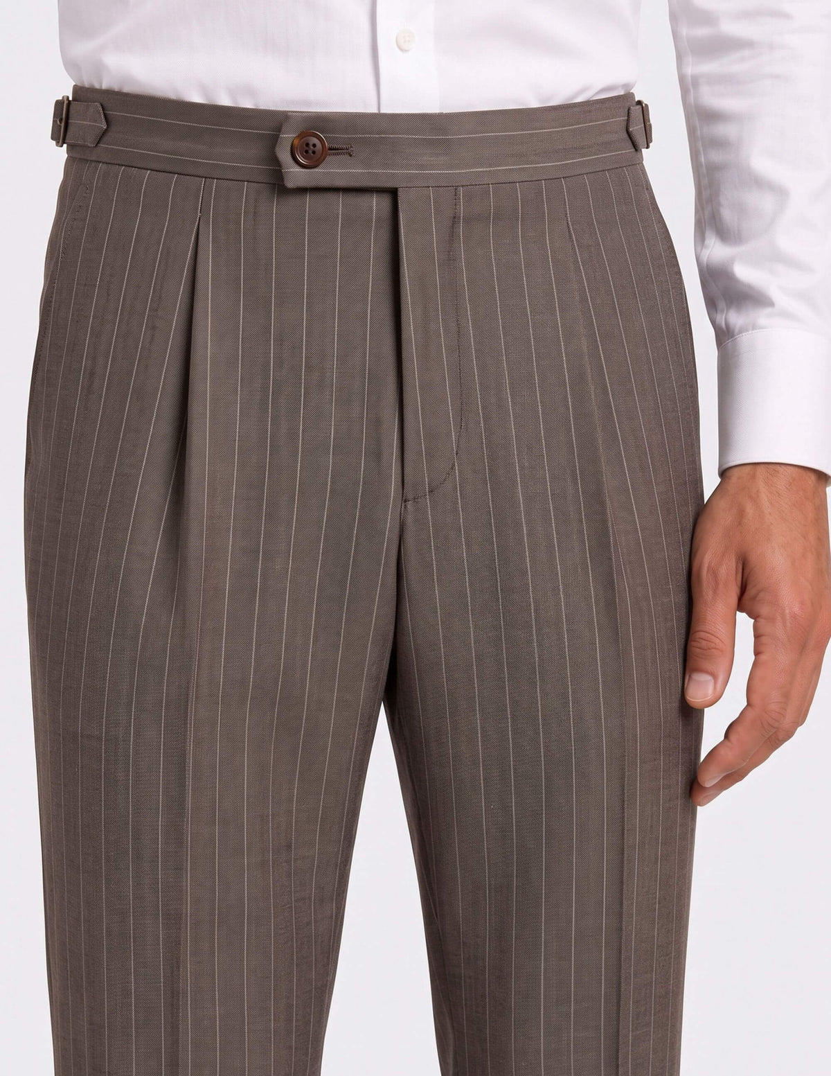The Taupe Pinstripe Double-Breasted Suit