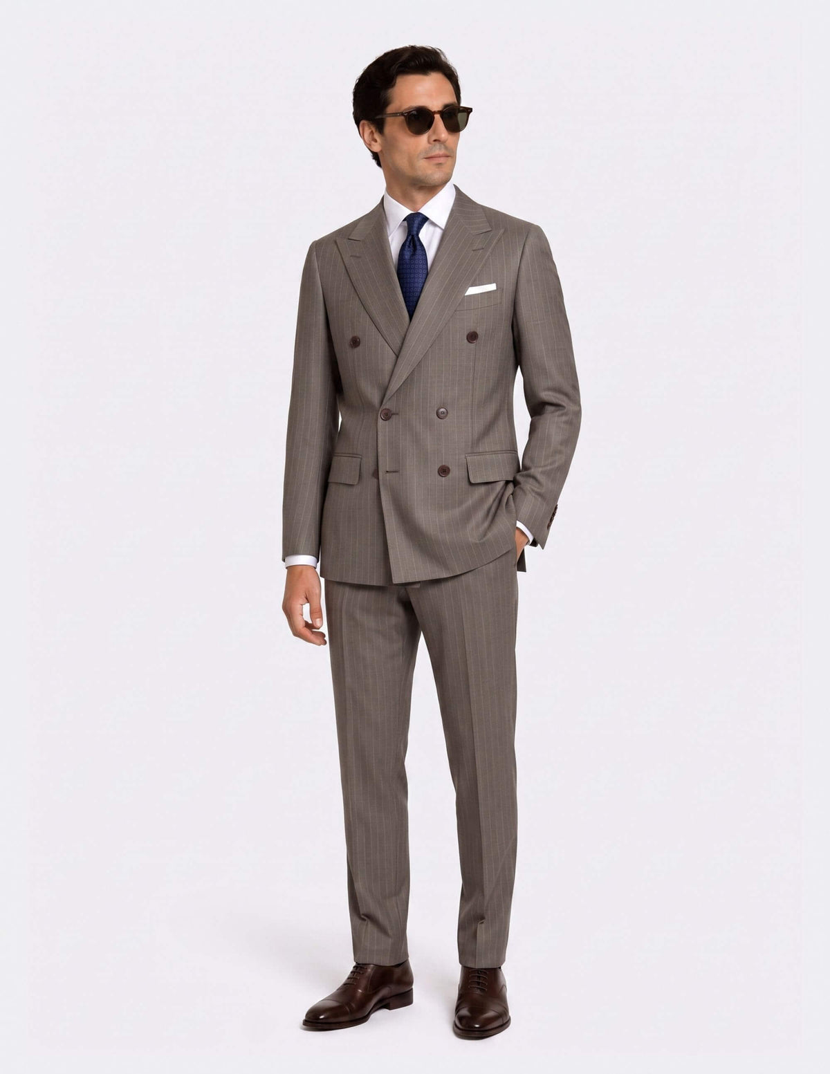 The Taupe Pinstripe Double-Breasted Suit