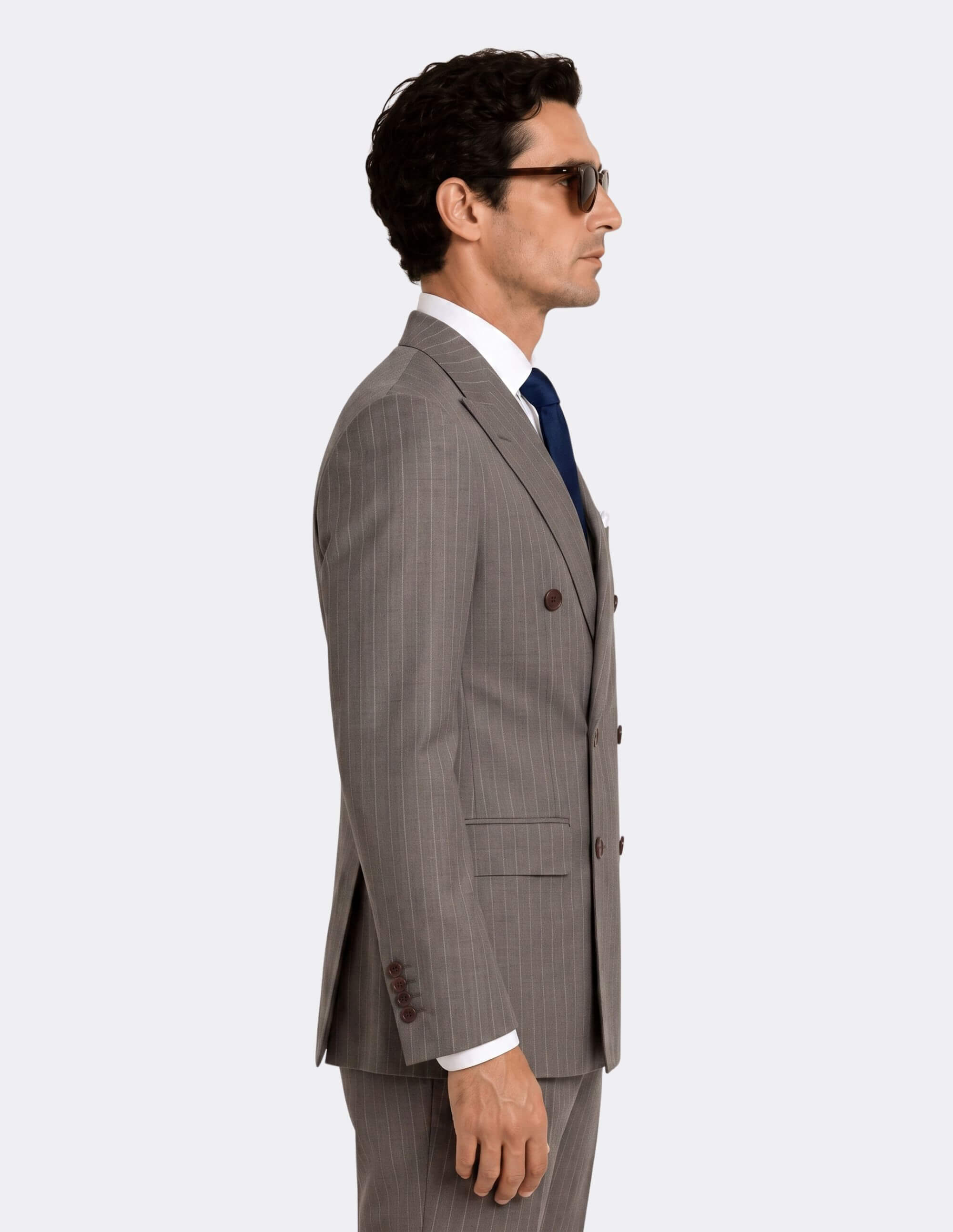 The Taupe Pinstripe Double-Breasted Suit