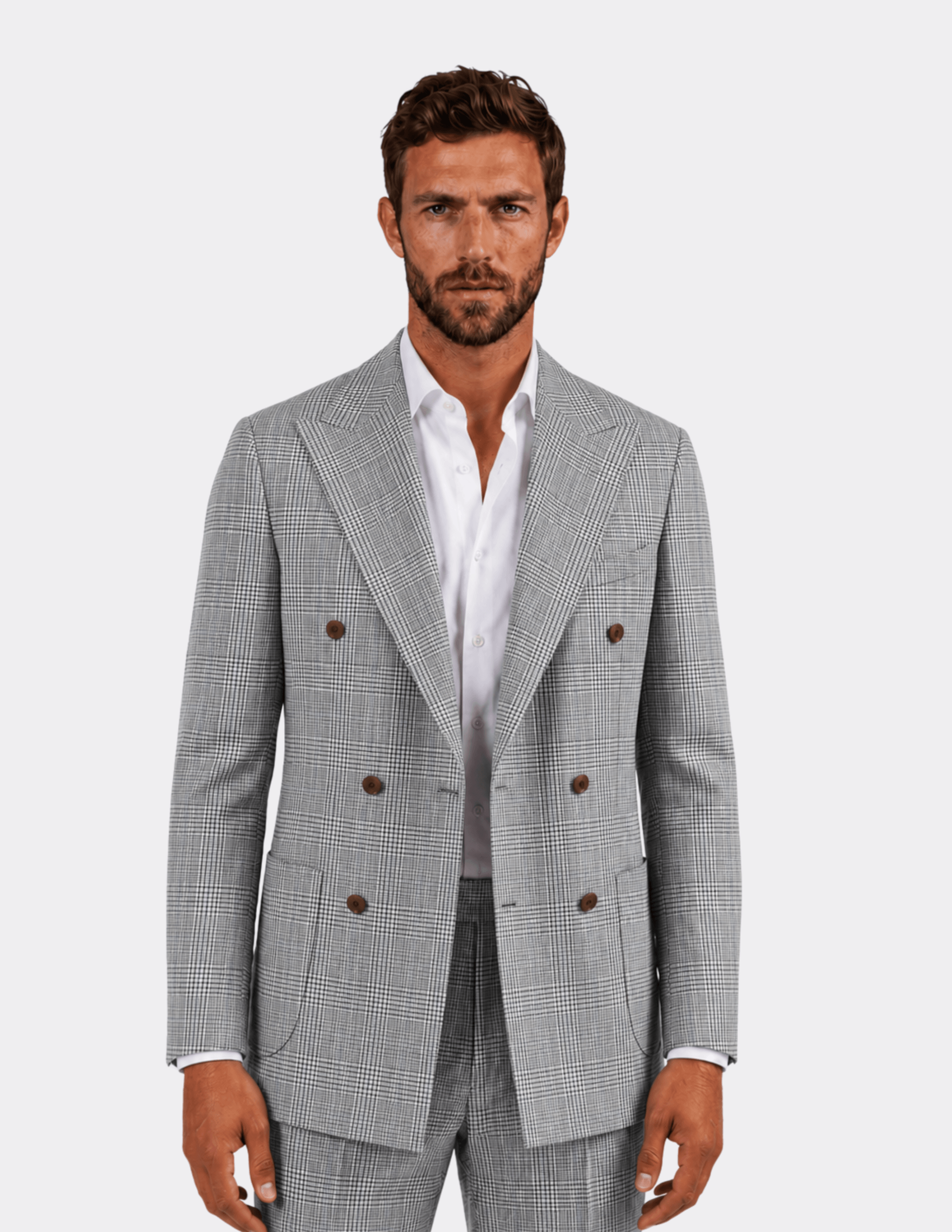 Deauville Check Double-Breasted Suit