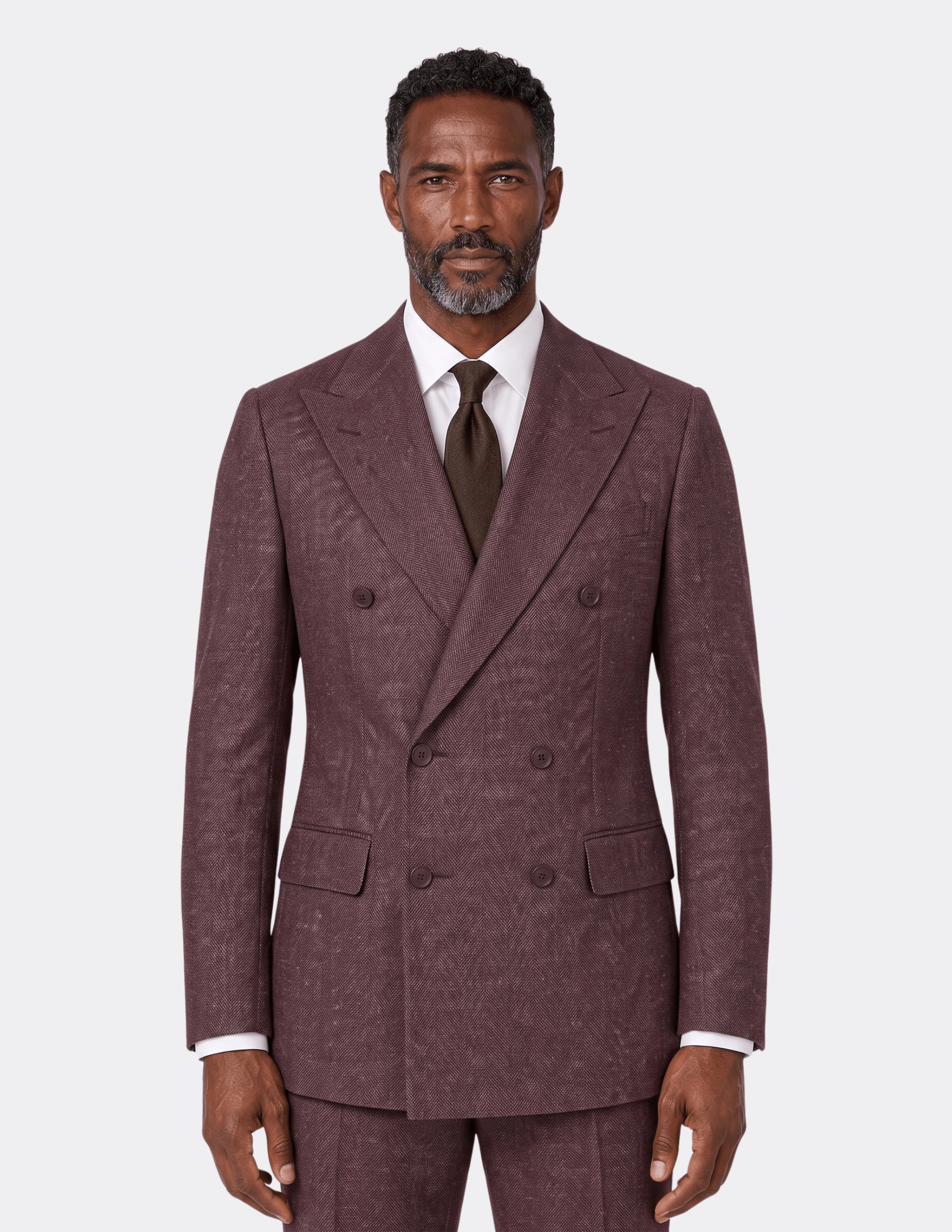 Bordeaux Herringbone Double-Breasted Suit