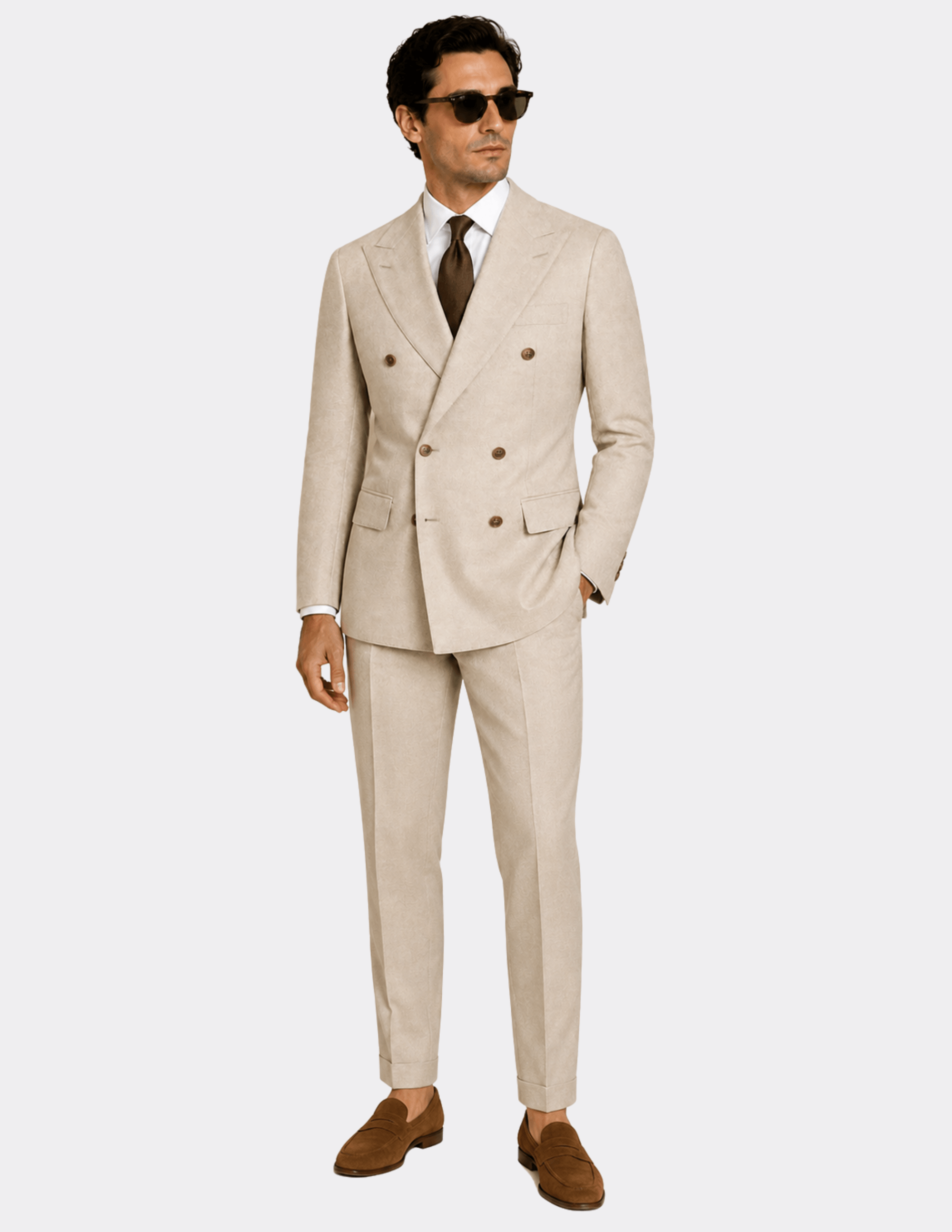 Capri Herringbone Double-Breasted Suit