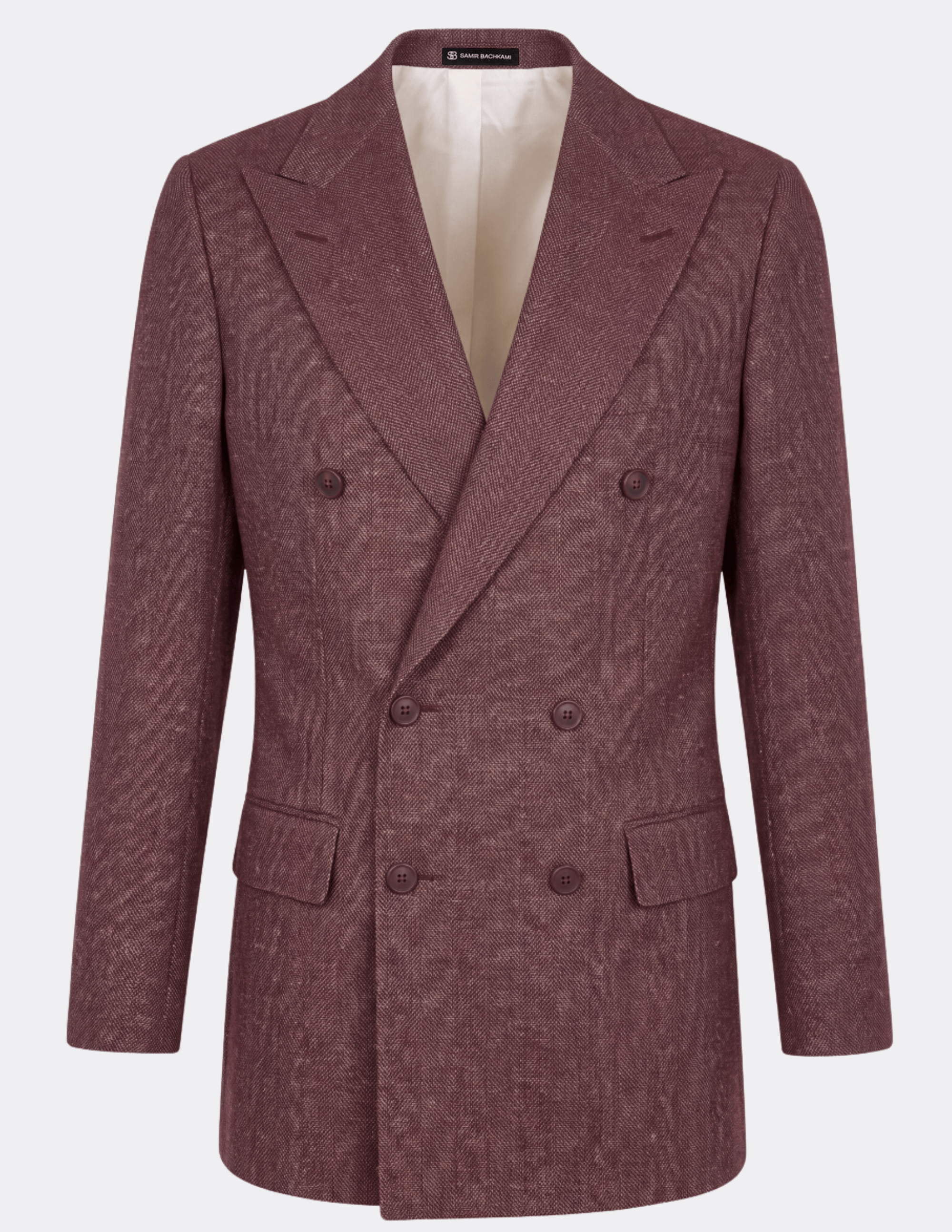 Bordeaux Herringbone Double-Breasted Suit