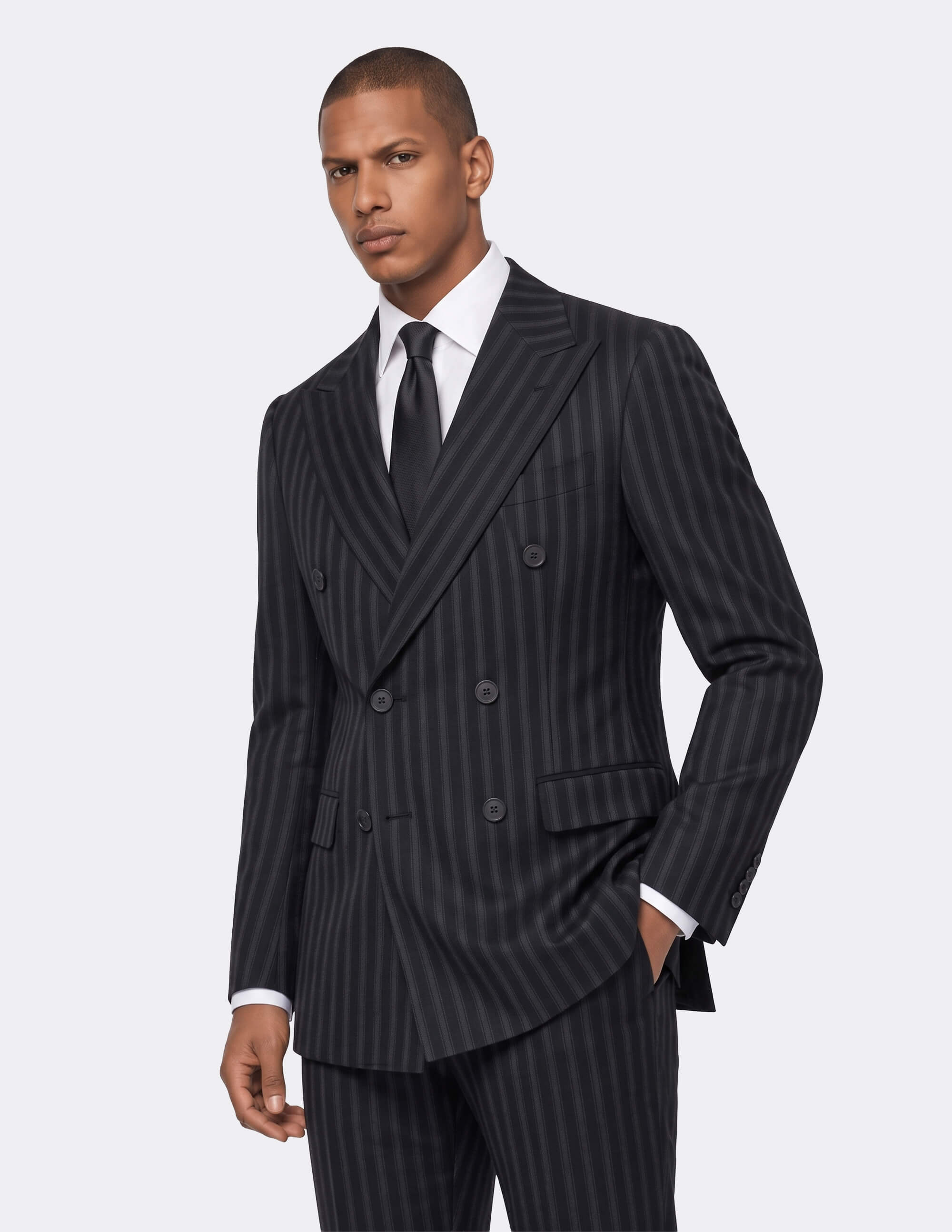 The Roma Nero Stripe Double-Breasted Suit
