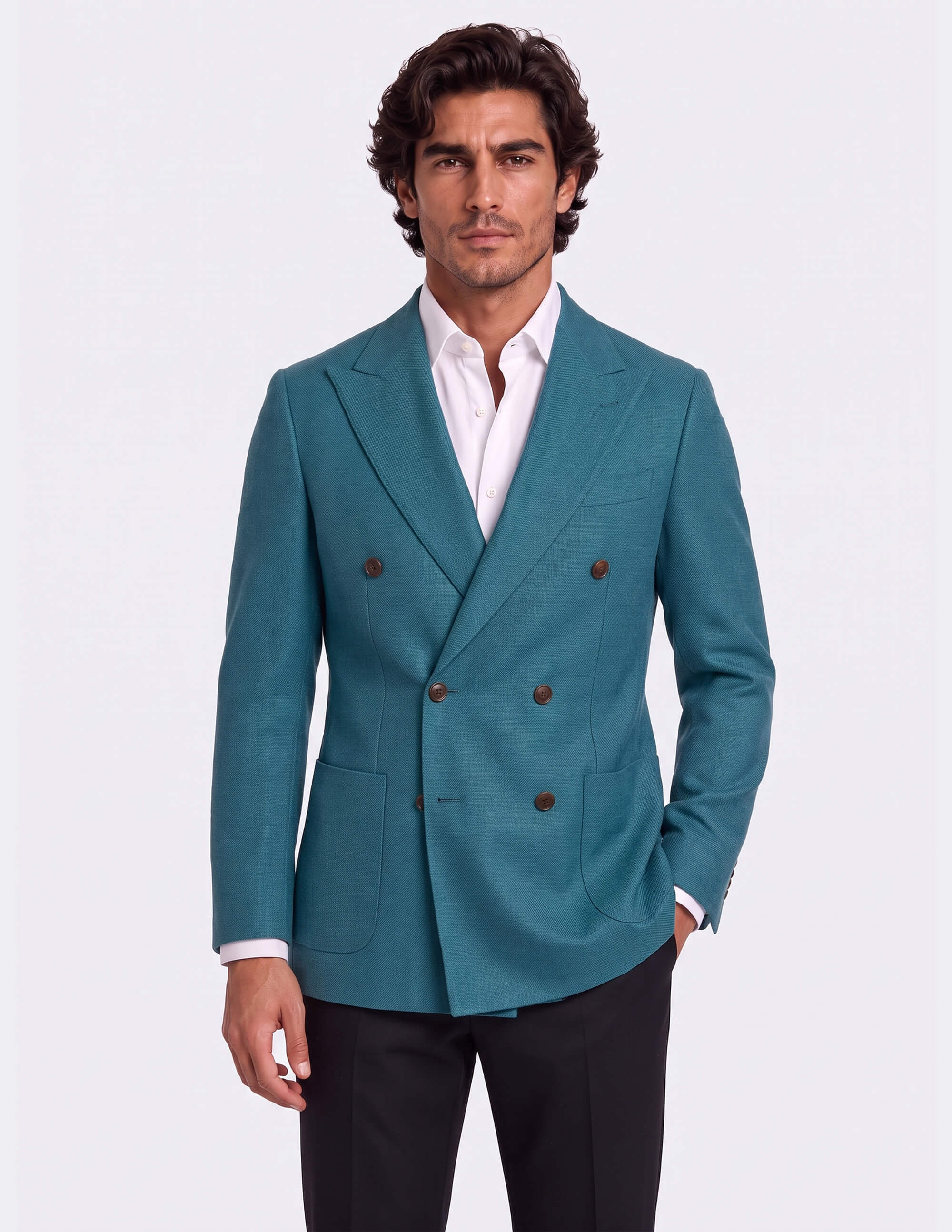 Cannes Teal Double Breasted Jacket