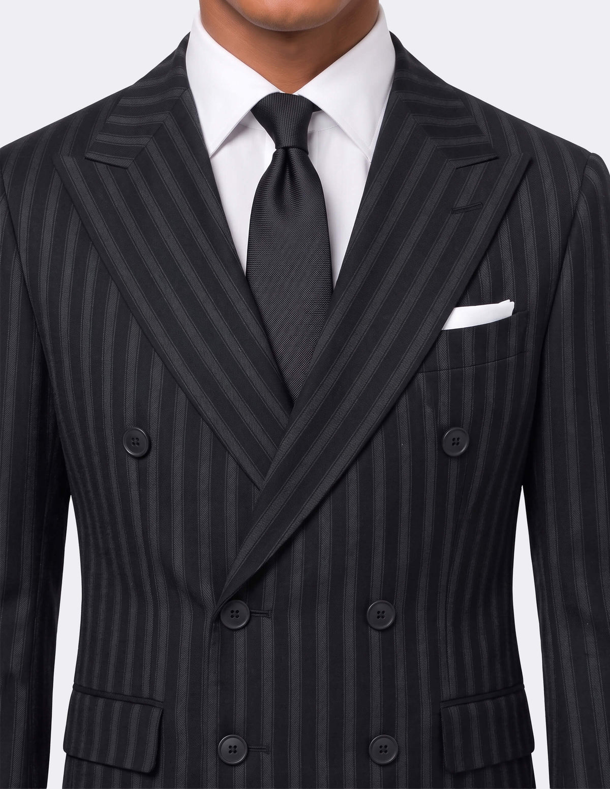 The Roma Nero Stripe Double-Breasted Suit
