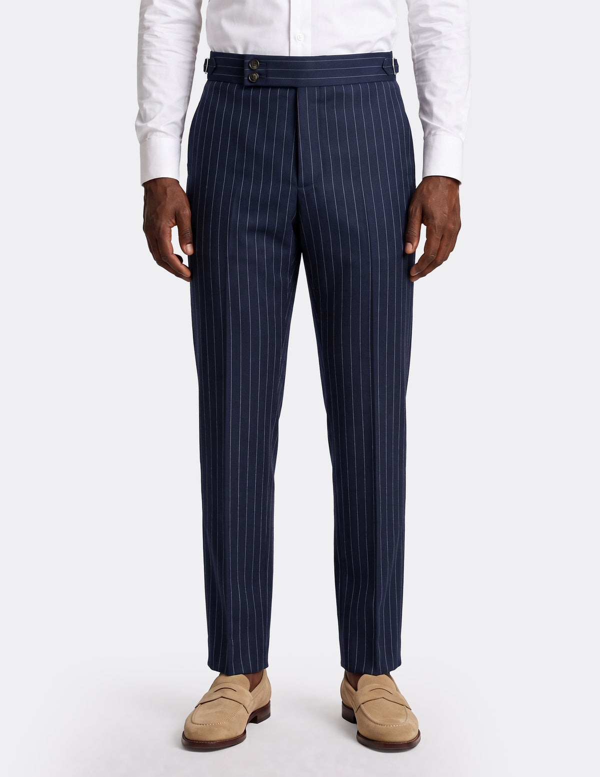 The Asti Navy Pinstripe DB Trousers