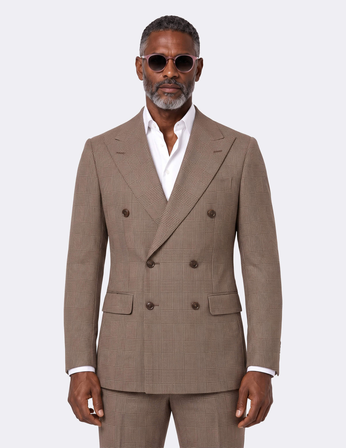 The Brera Mocha Check Double-Breasted Suit